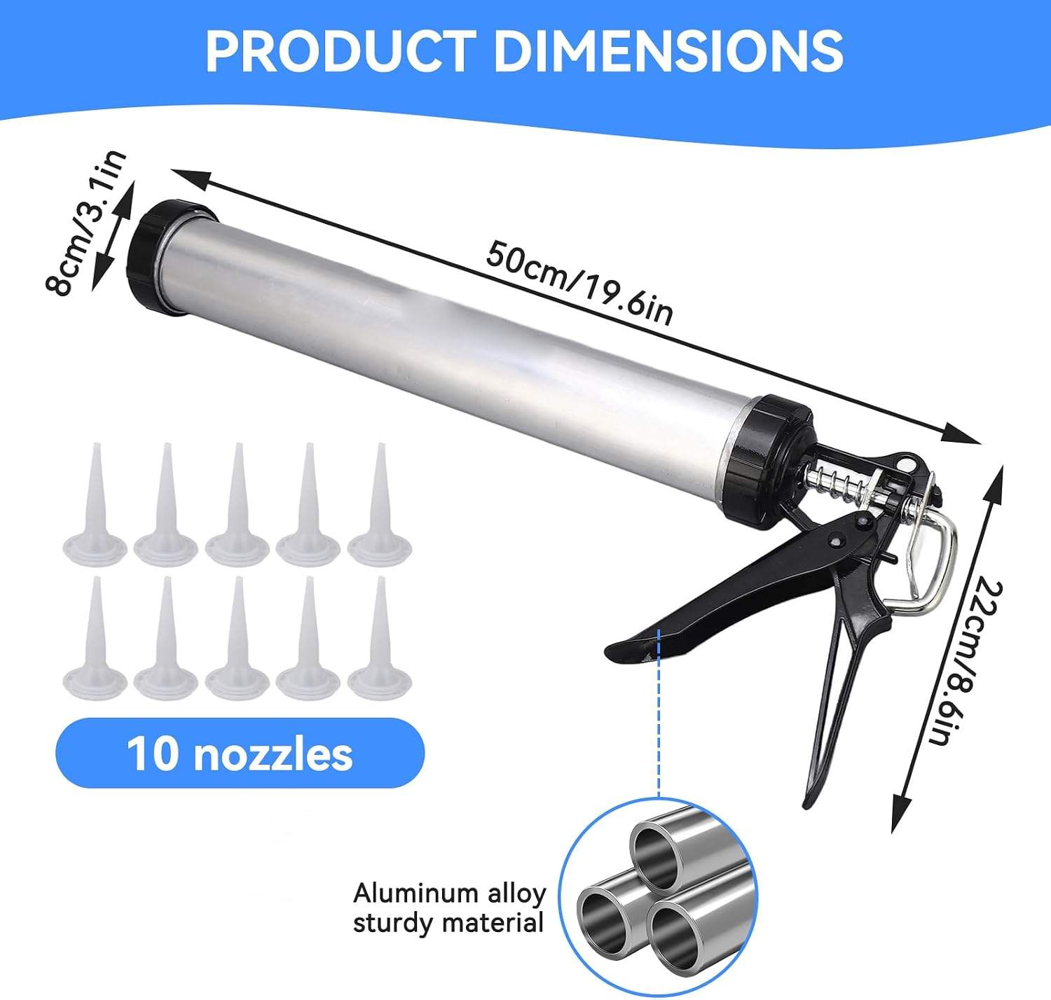 Aluminum Tube Silicone Caulkinggun, 600ml - photo 2