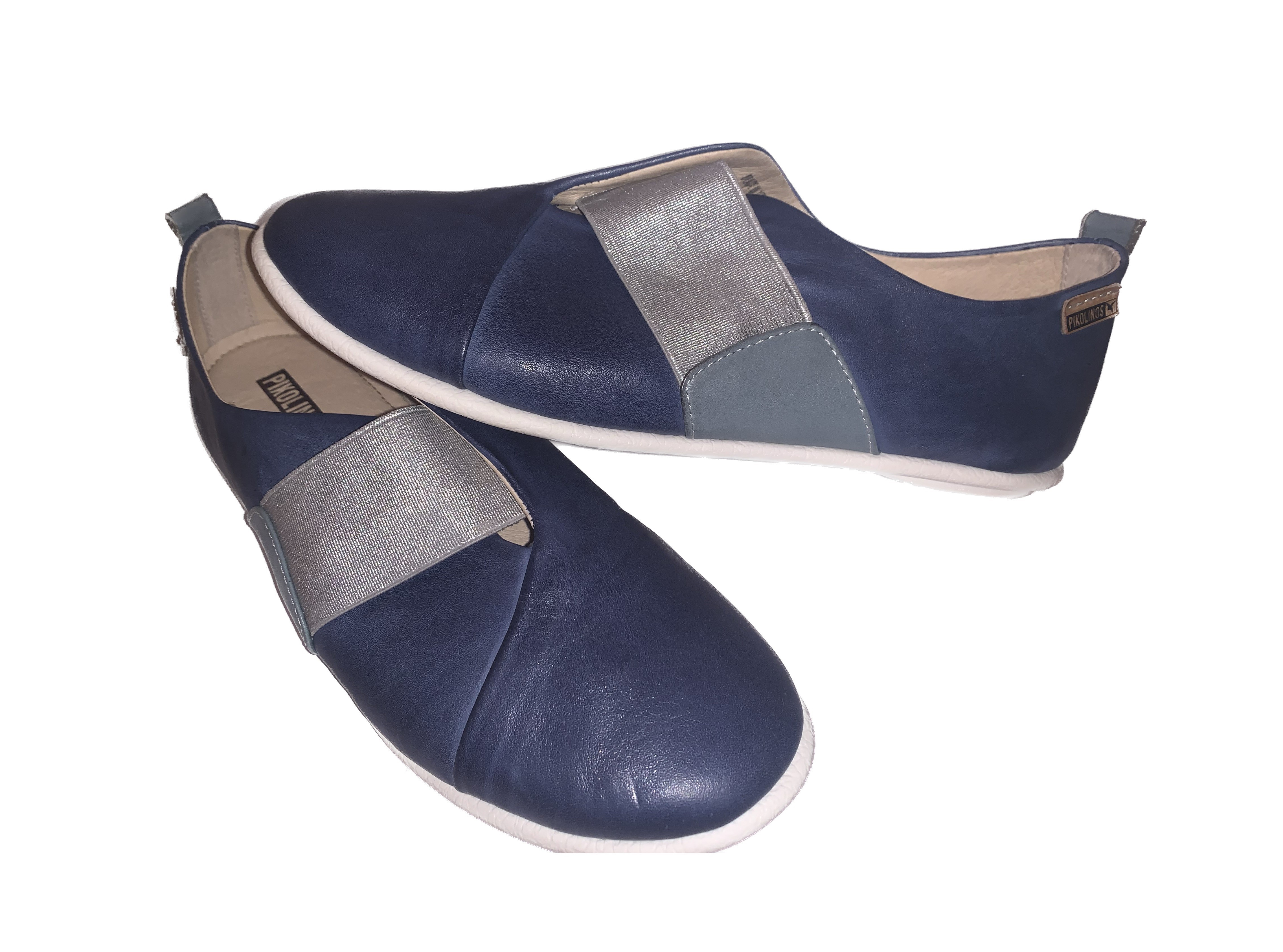 Pokolinos Blue with Silver Strap Slip-On Loafers