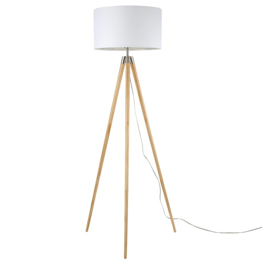 Tripod Floor Lamp with White Drum Shade
