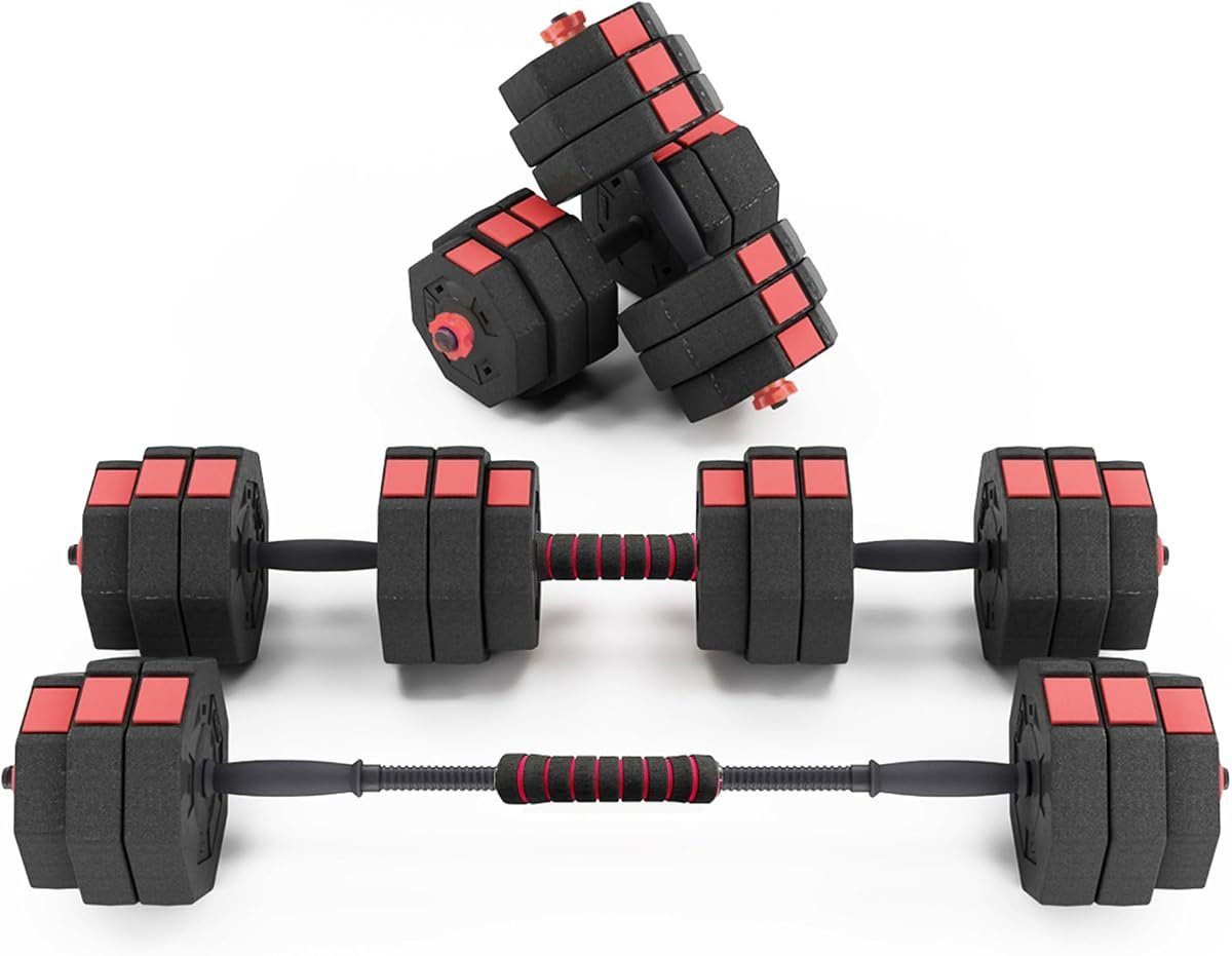 soges Adjustable Dumbbells 66 lb (30 kg), converts to barbell