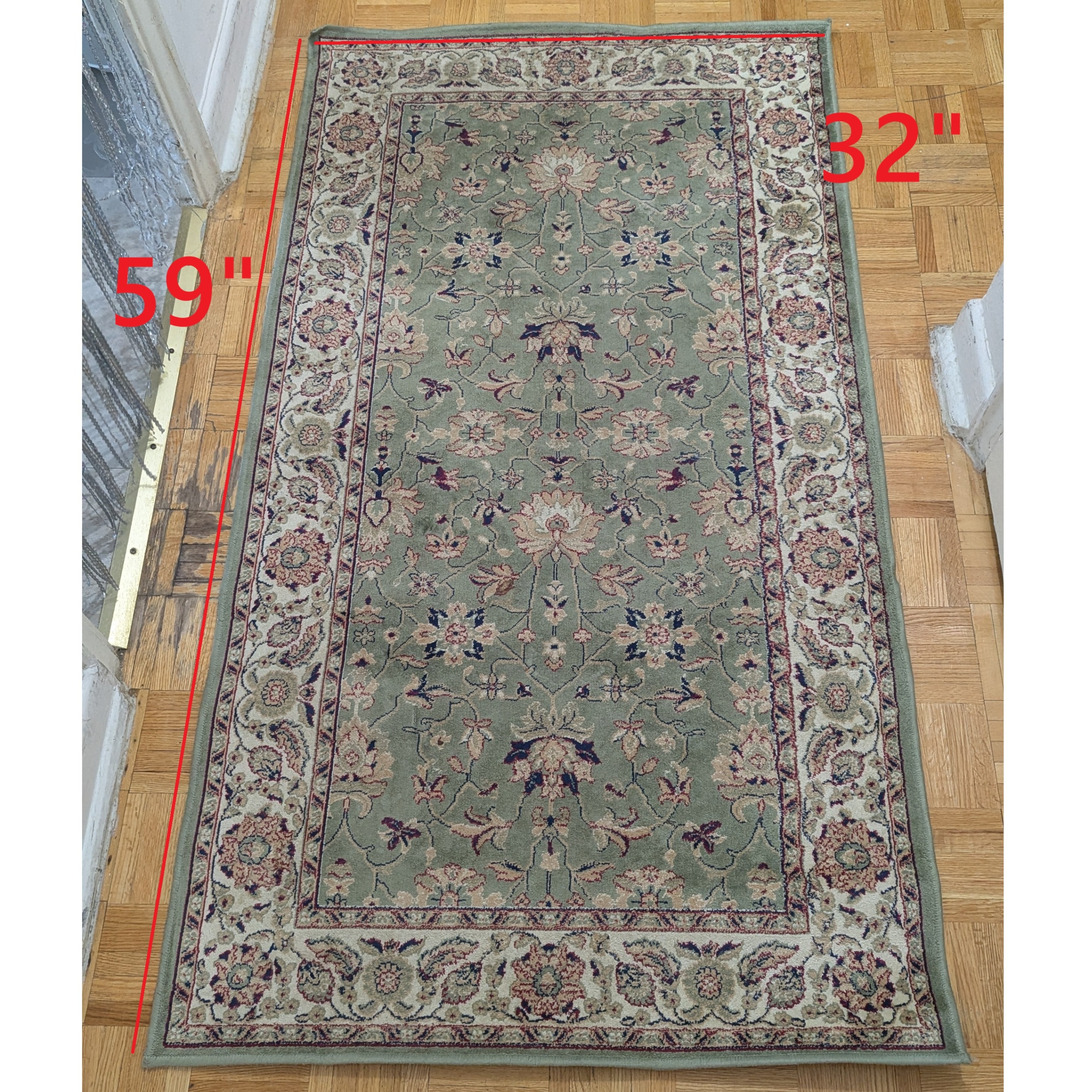 Used Handmade Floral Oriental Runner Rug Mat Carpet Majesty Gree
