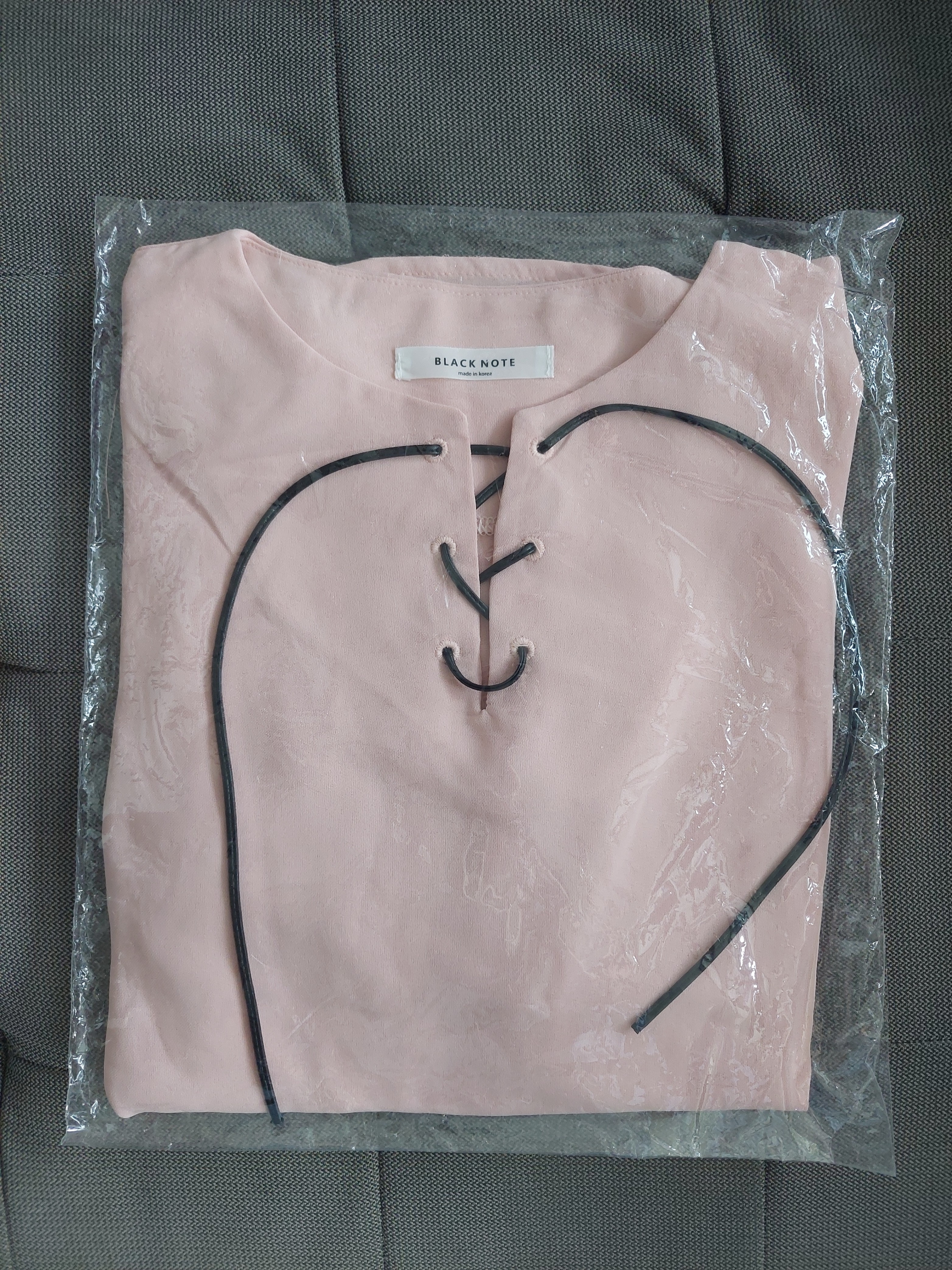 BNWT Made In Korea Pink Lace-Up Blouse - photo 2
