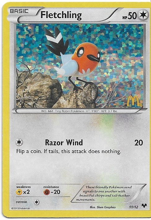 Pokemon Fletchling 11/12 McDonald's Collection 2013 Holo HP