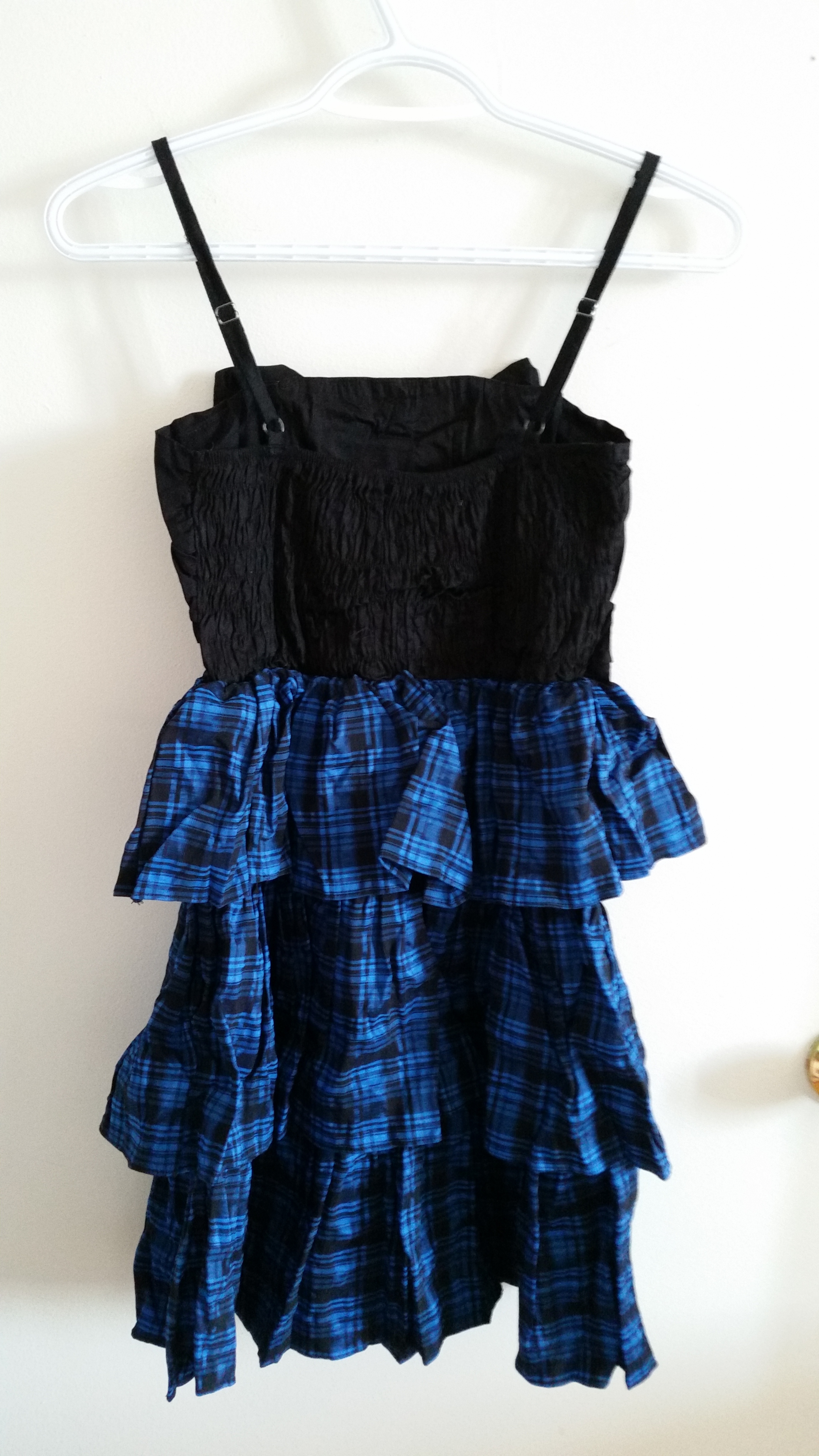 Cute Black and Blue Plaid Tiered Summer Dress with Bow Detail - photo 4