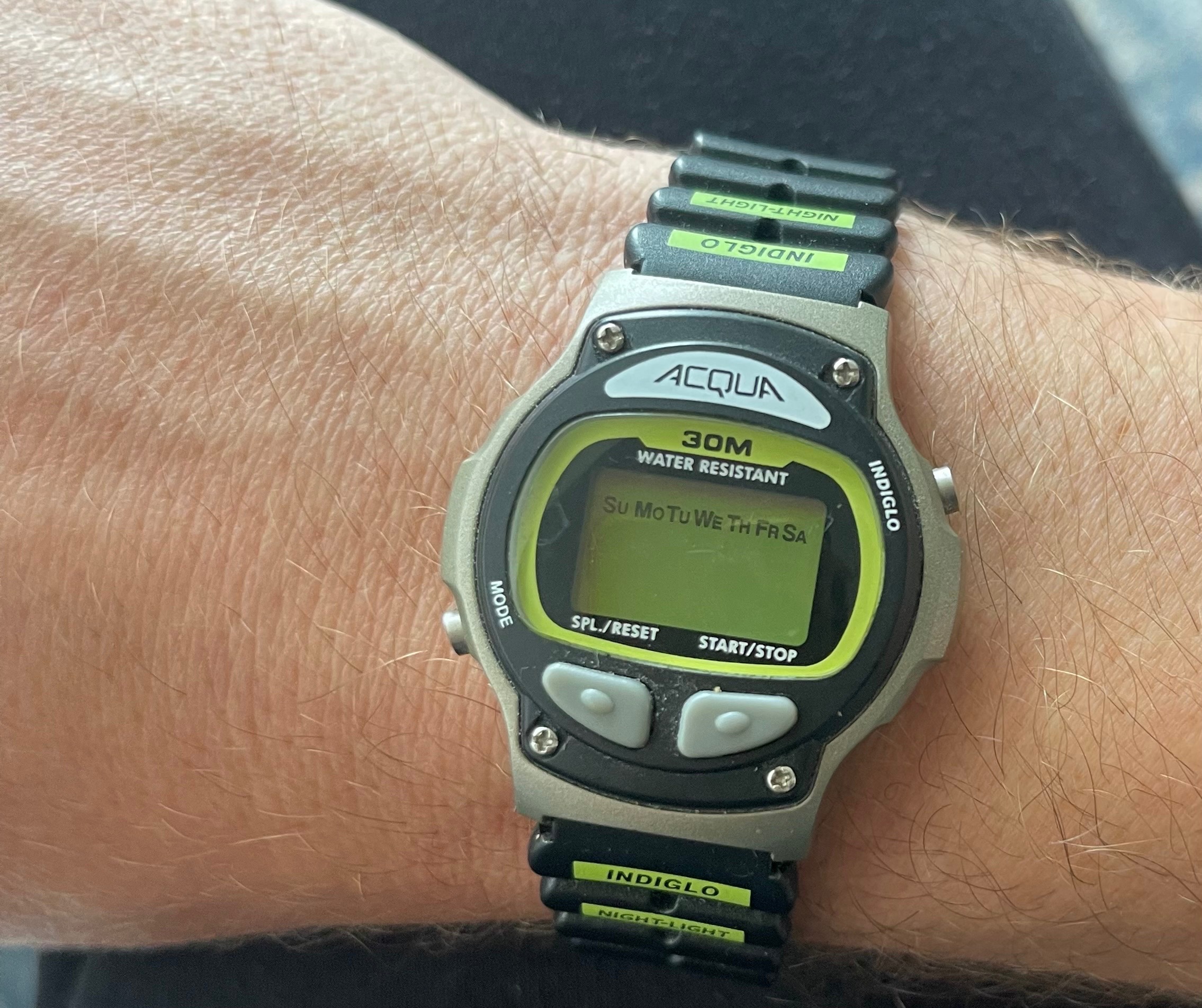 Vintage 1999 Timex Acqua Neon Sport Watch (Needs Battery)