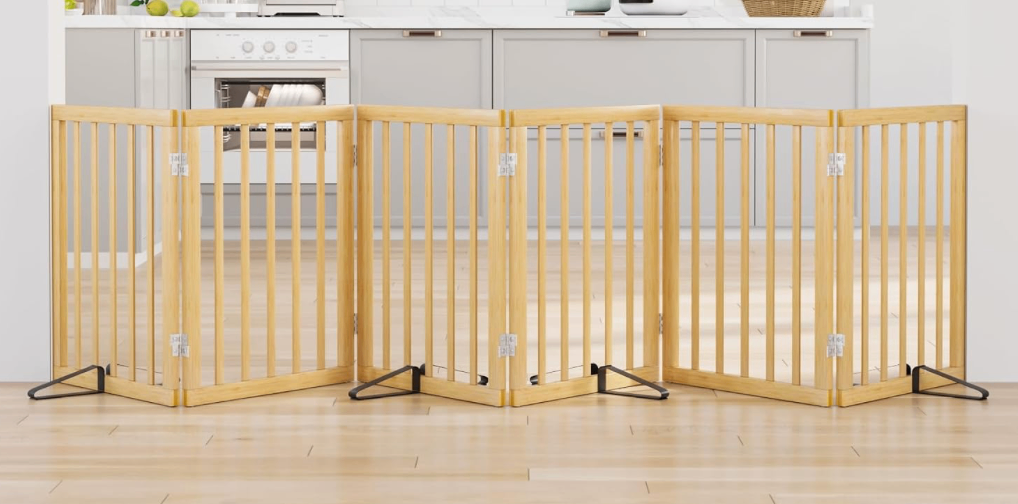 Extra Wide Gate Bamboo for Doorways House Stairs Freestanding