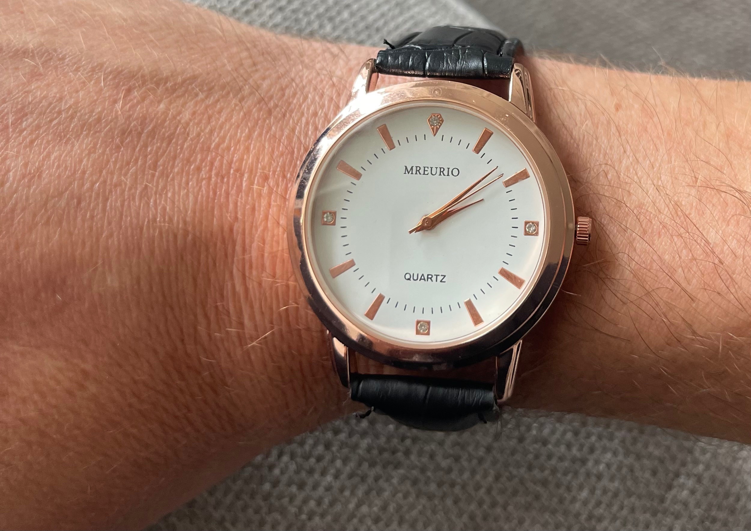 Mreurio Rose Gold Leather Dress Watch (Needs Battery)