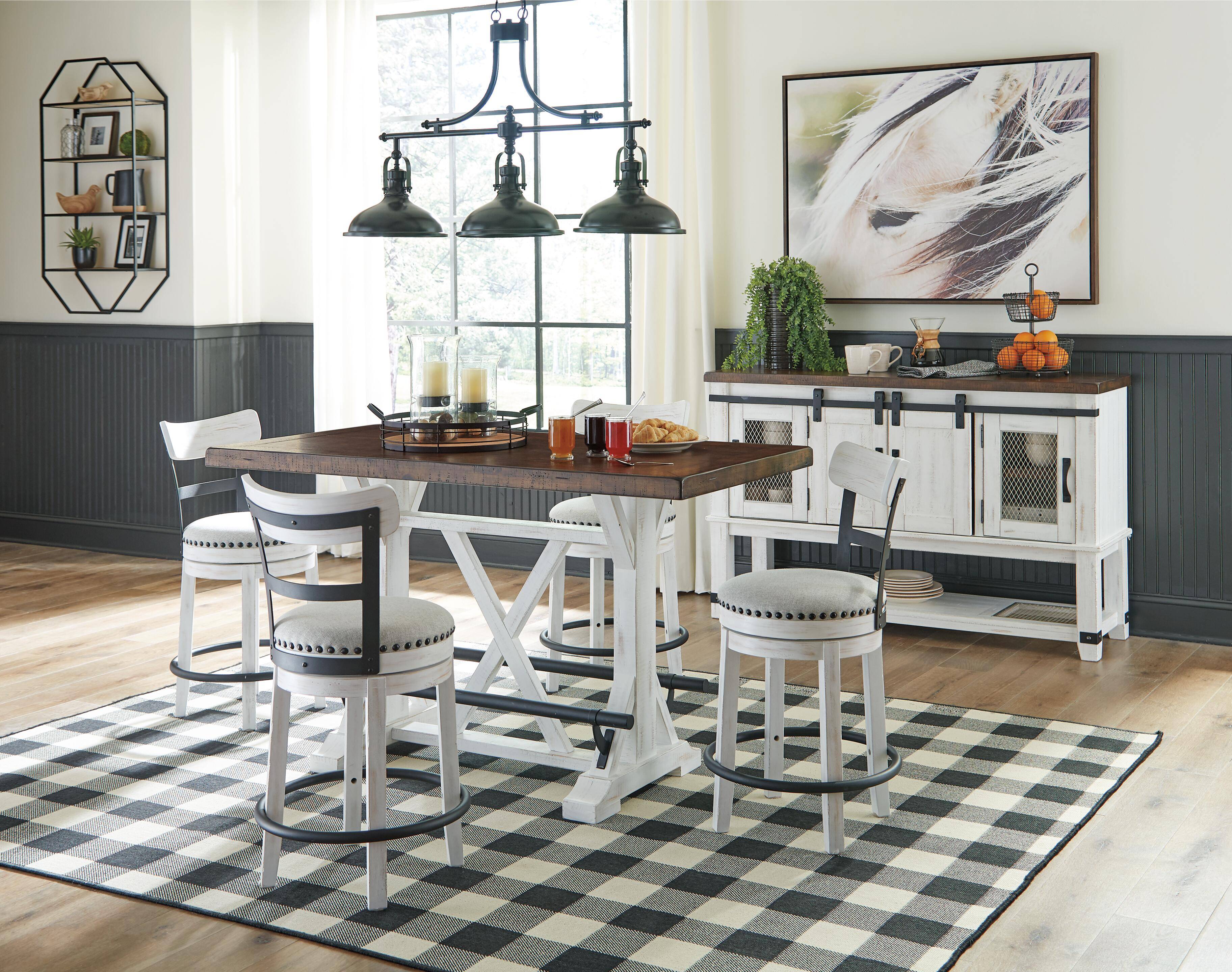 Counter Height Dining Table and 4 Barstools