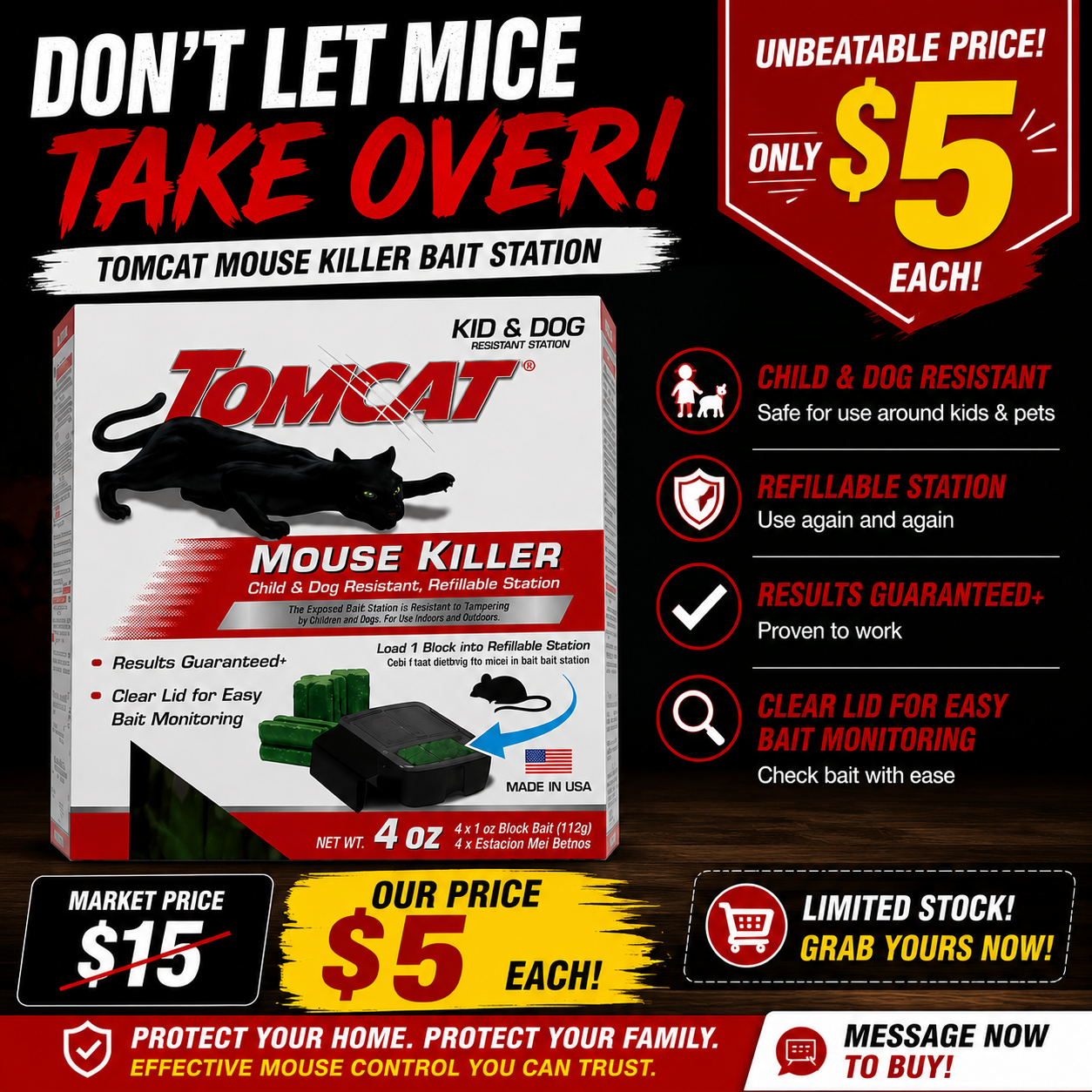 Tomcat Mouse Killer Bait Station | Retail $15 | Only $5 Each | - photo 2