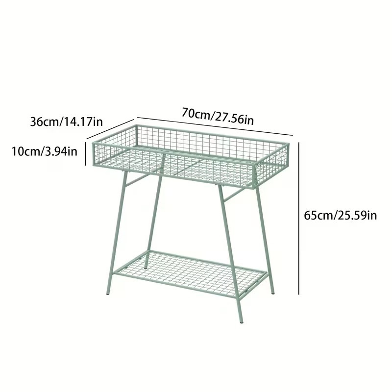 Light Green Metal Two Layer Plant Stand/Organizer - photo 2