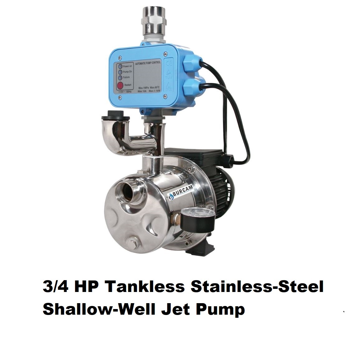 3/4 HP Tankless Stainless-Steel Shallow-Well Jet Pump