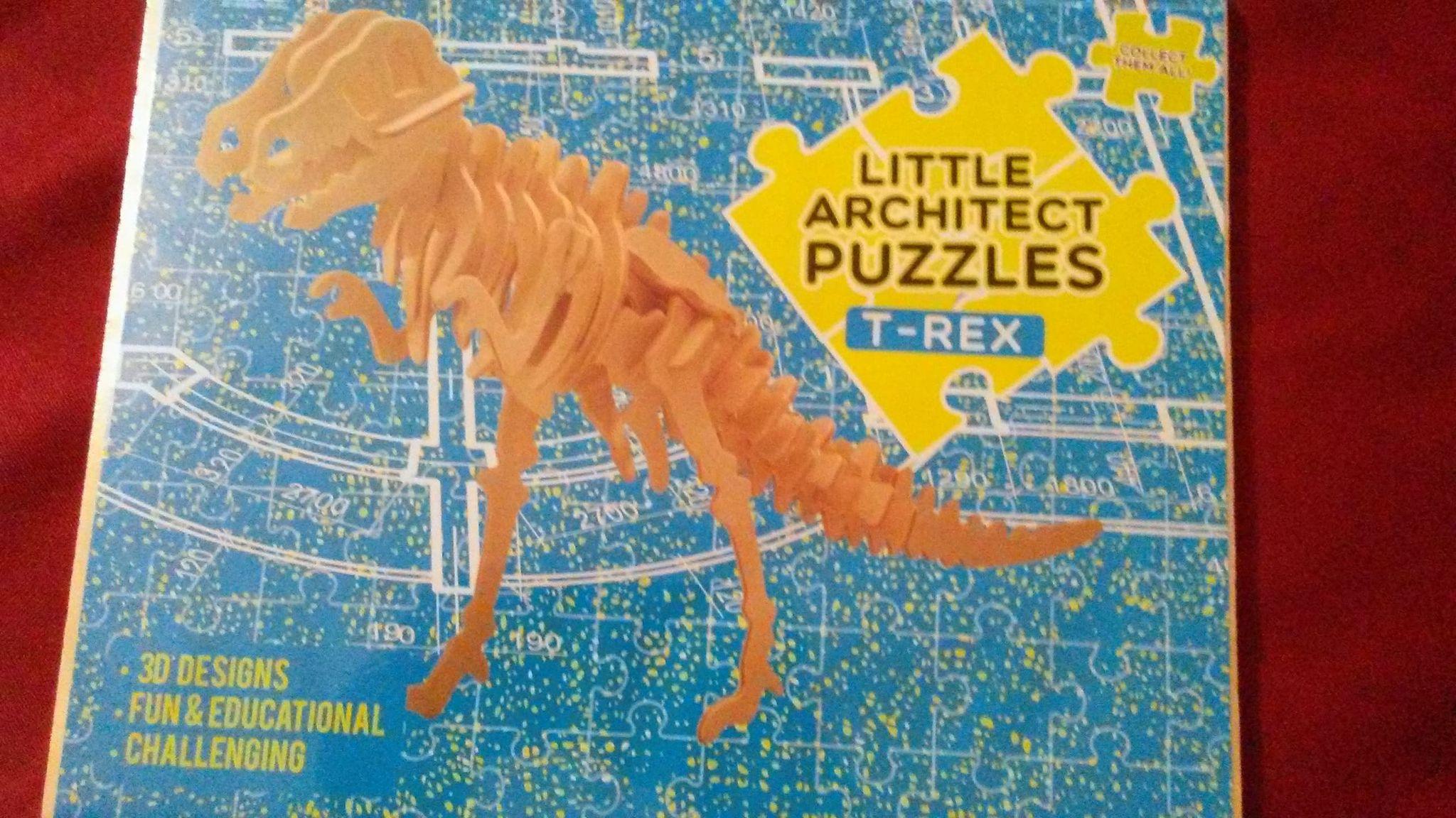 Wooden Cutout Little Architect Puzzle T-Rex 3D Design (New)