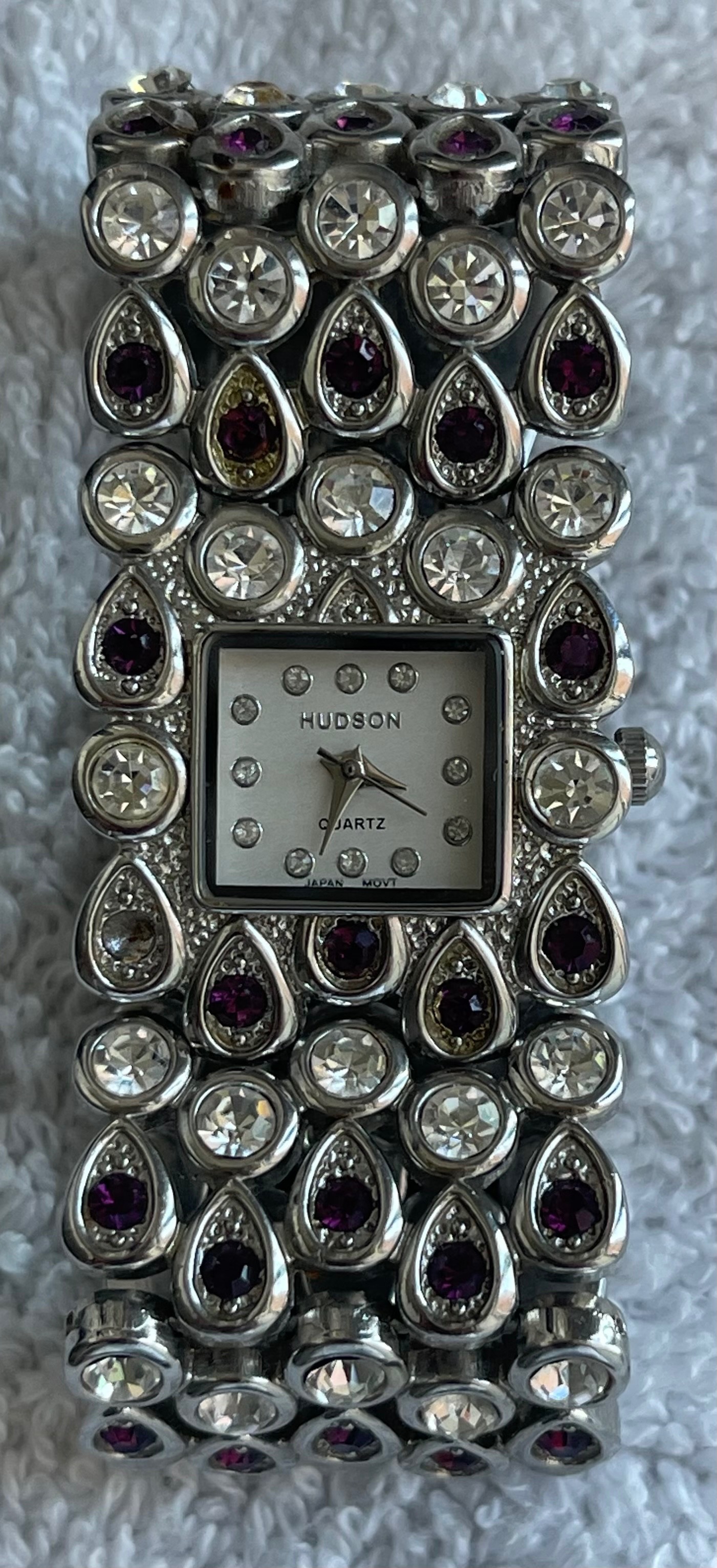Vintage Hudson Purple Rhinestone Watch HW13-L43 (Needs Battery)