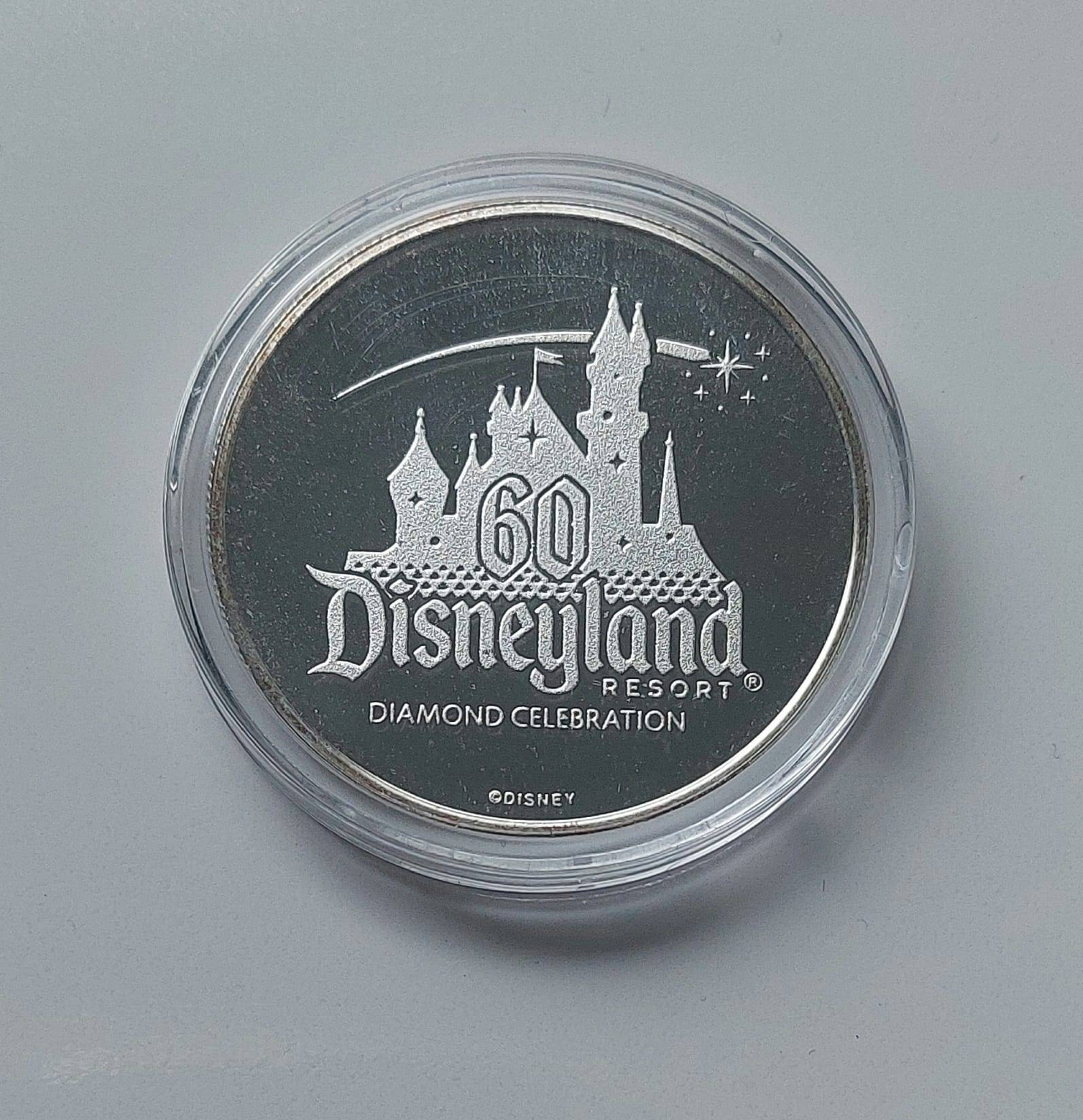 Disneyland 60th Anniversary Silver Plated Medallion Coin