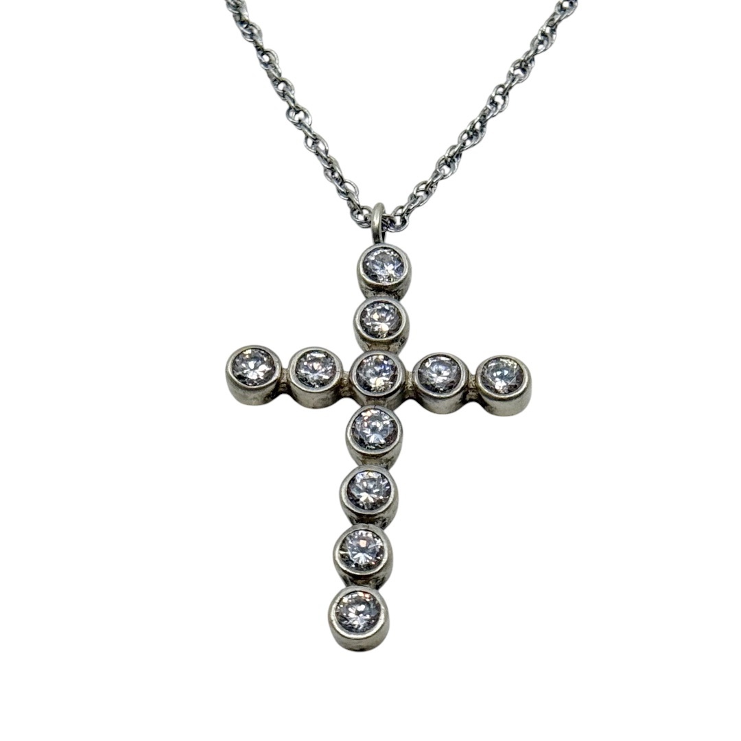925 Sterling silver cubic zirconia cross pendant - photo 2