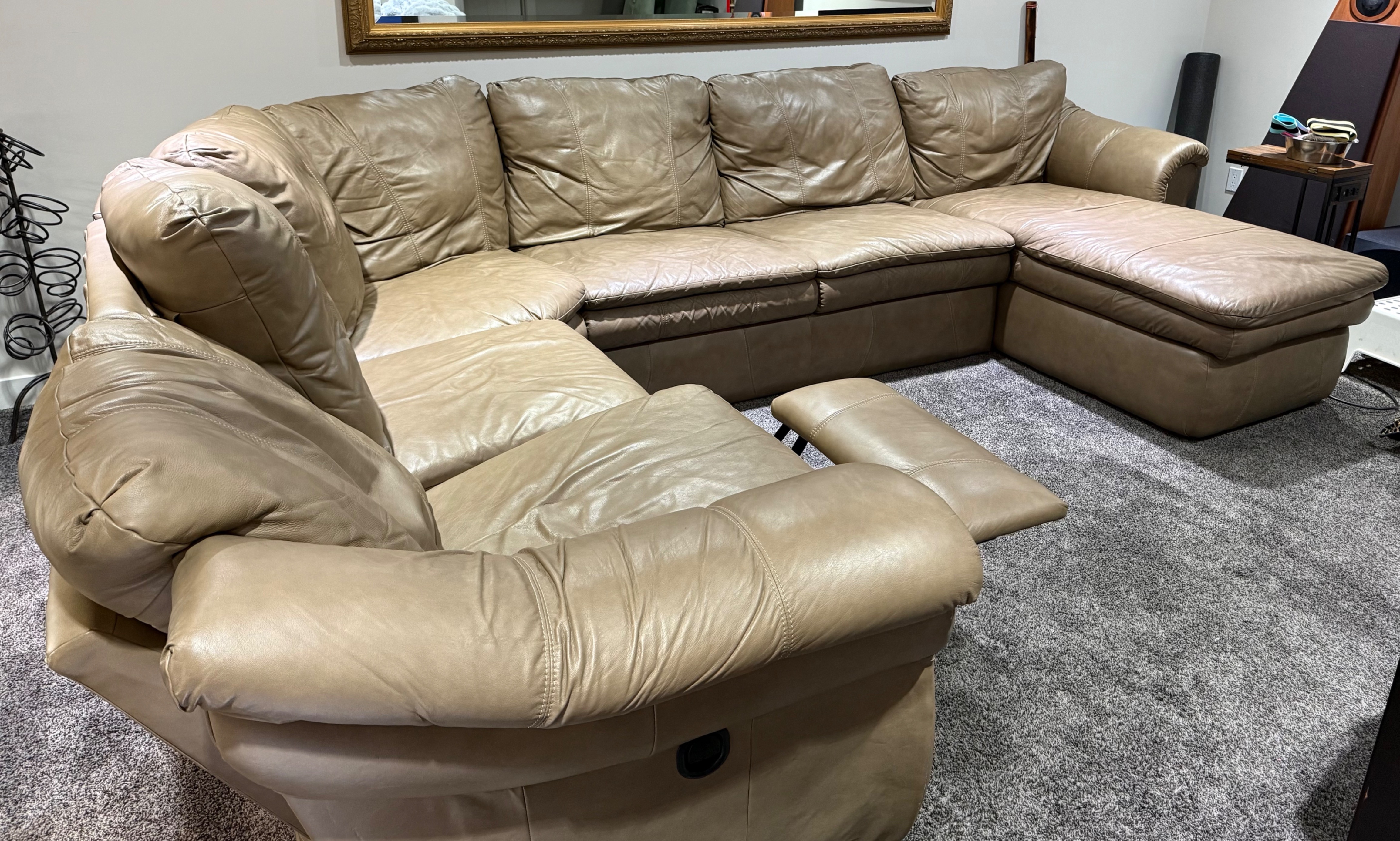 LazyBoy Leather Sectional Couch with Queen mattress - photo 2