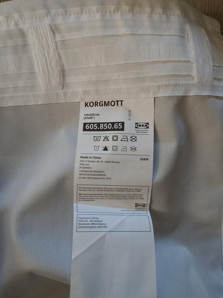 IKEA KORGMOTT White Blackout Curtains - photo 2