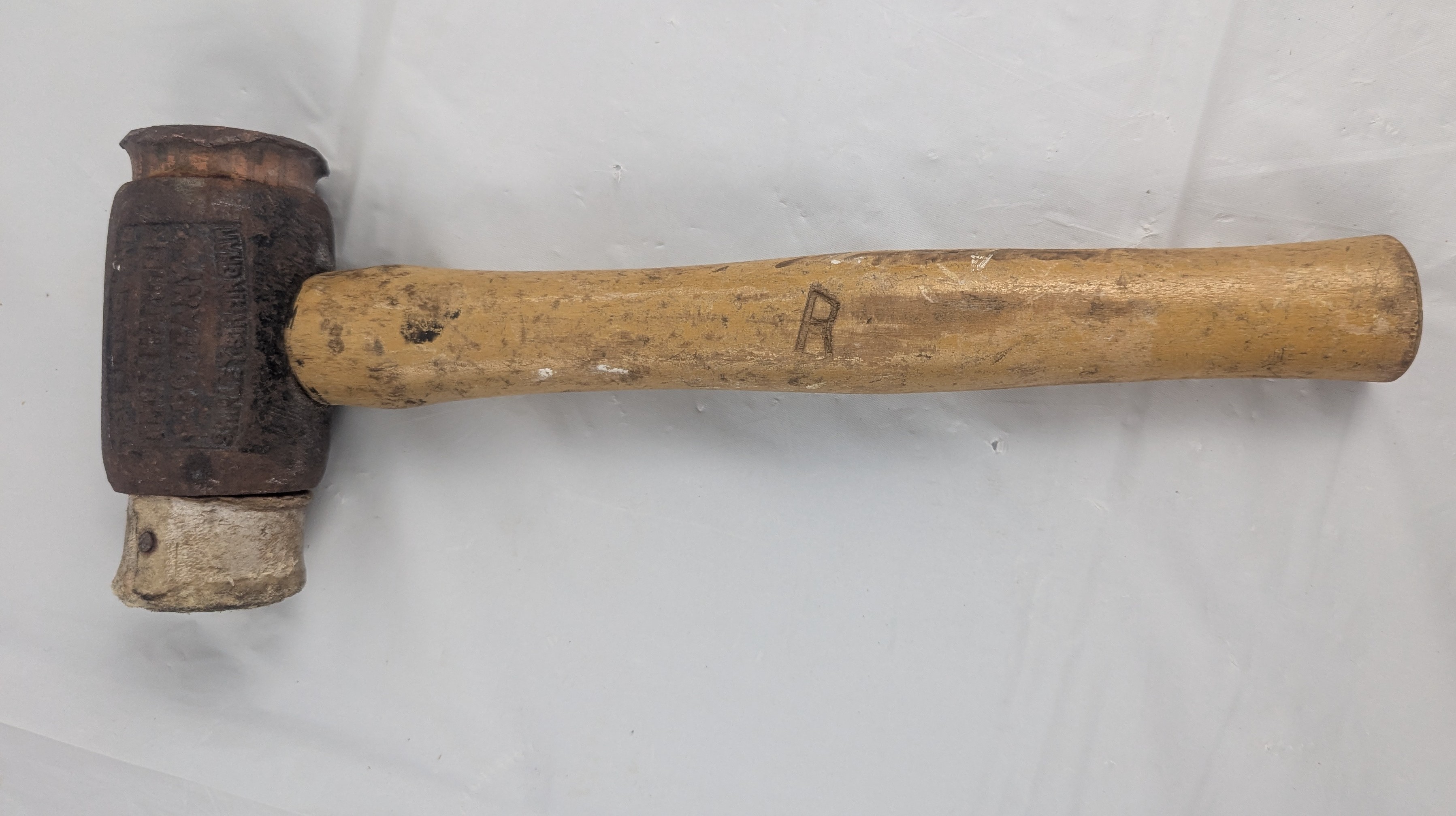 Vintage Antique THOR Hammer Company Copper & Rawhide Wood Handle