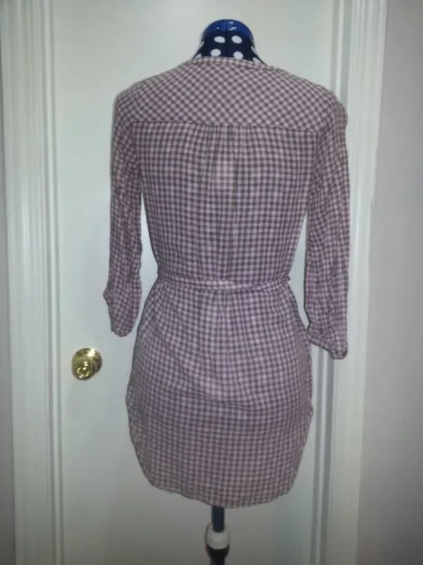 Long Sleeved Pink Plaid Shirt With Waist Tie - Divided (Size 2) - photo 3