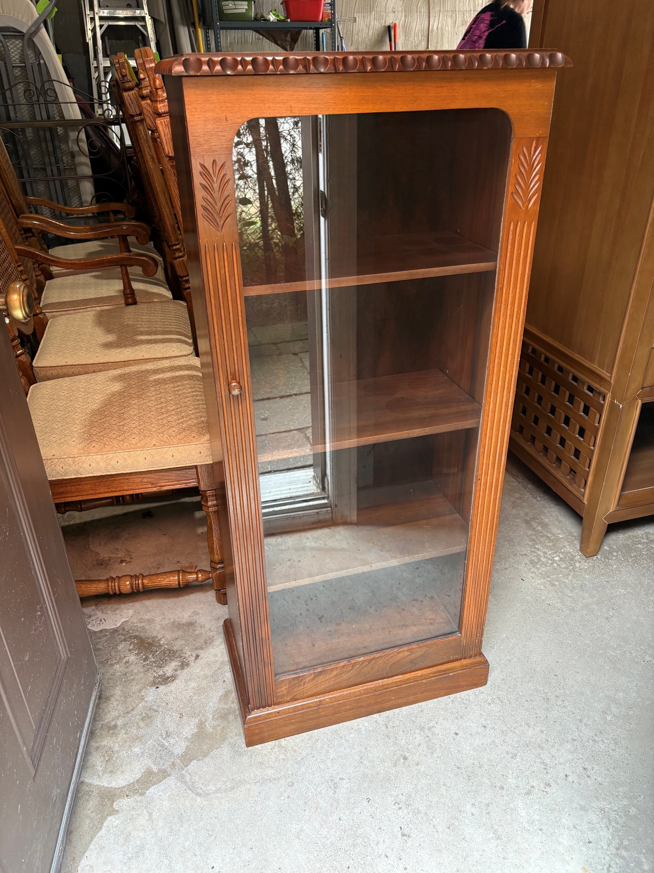 Antique Wooden Display Cabinet with Glass Door