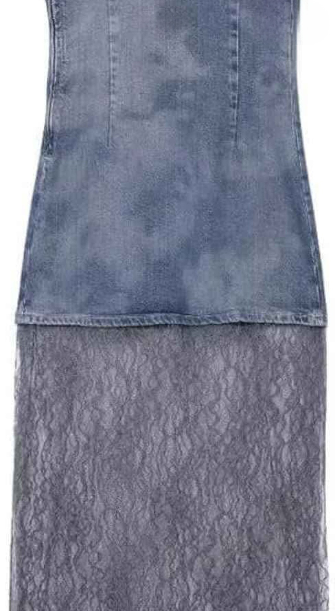 Zara Lace Denim Side Slit Dress - photo 3