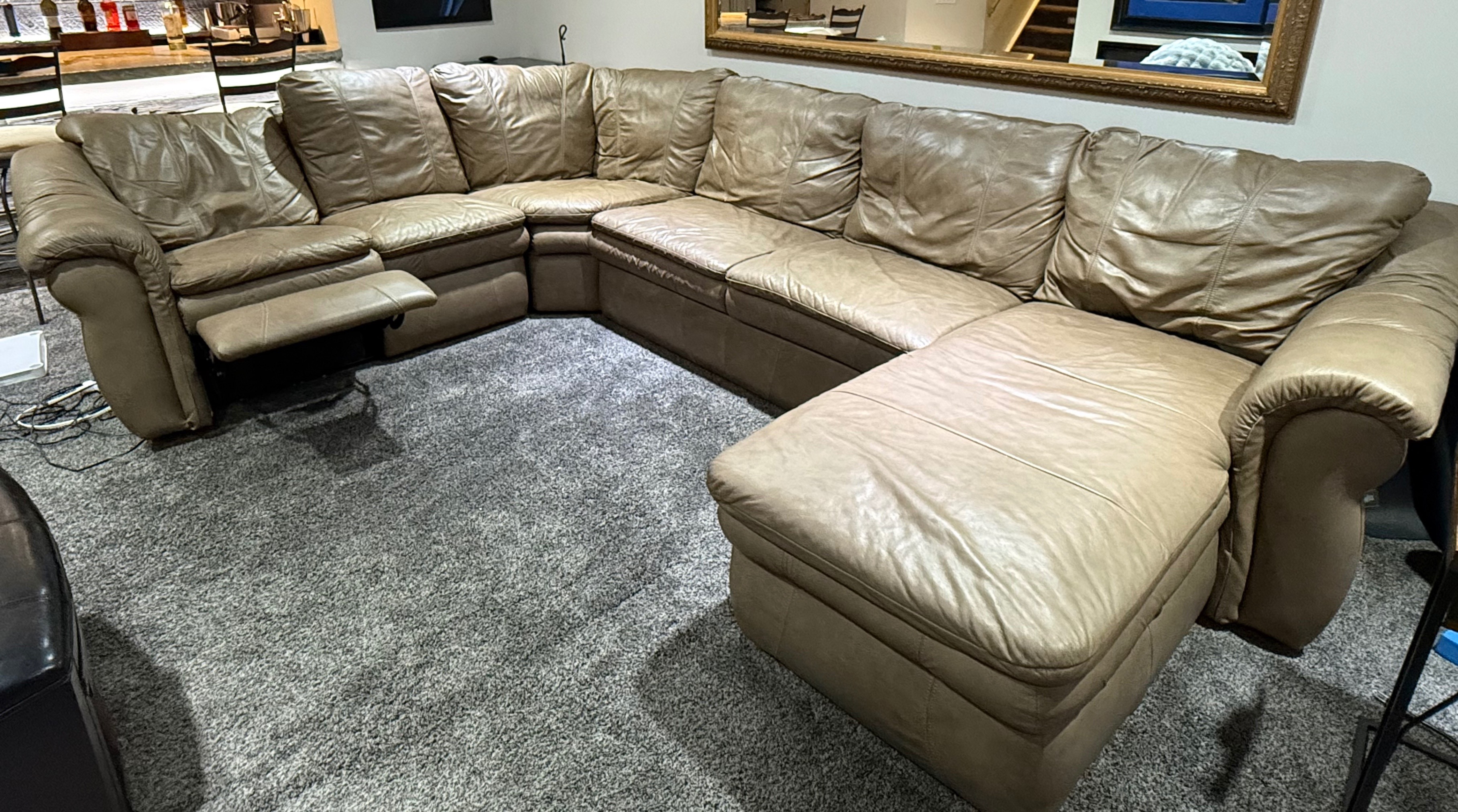 LazyBoy Leather Sectional Couch with Queen mattress