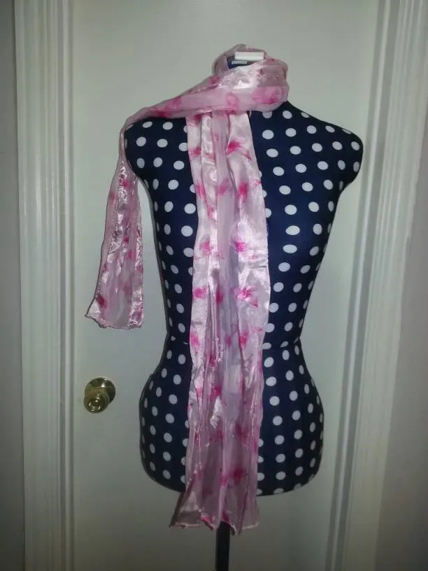Shiny Pink Ribbon Scarf