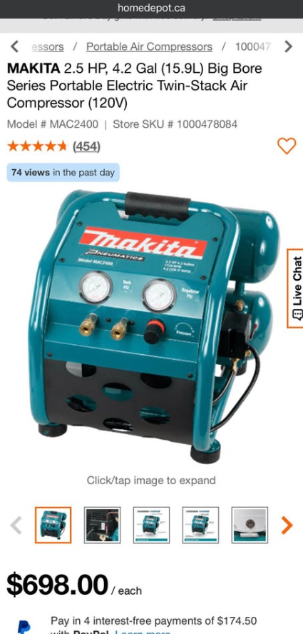 Makita MAC2400 Big Bore 2.5 HP Air Compressor