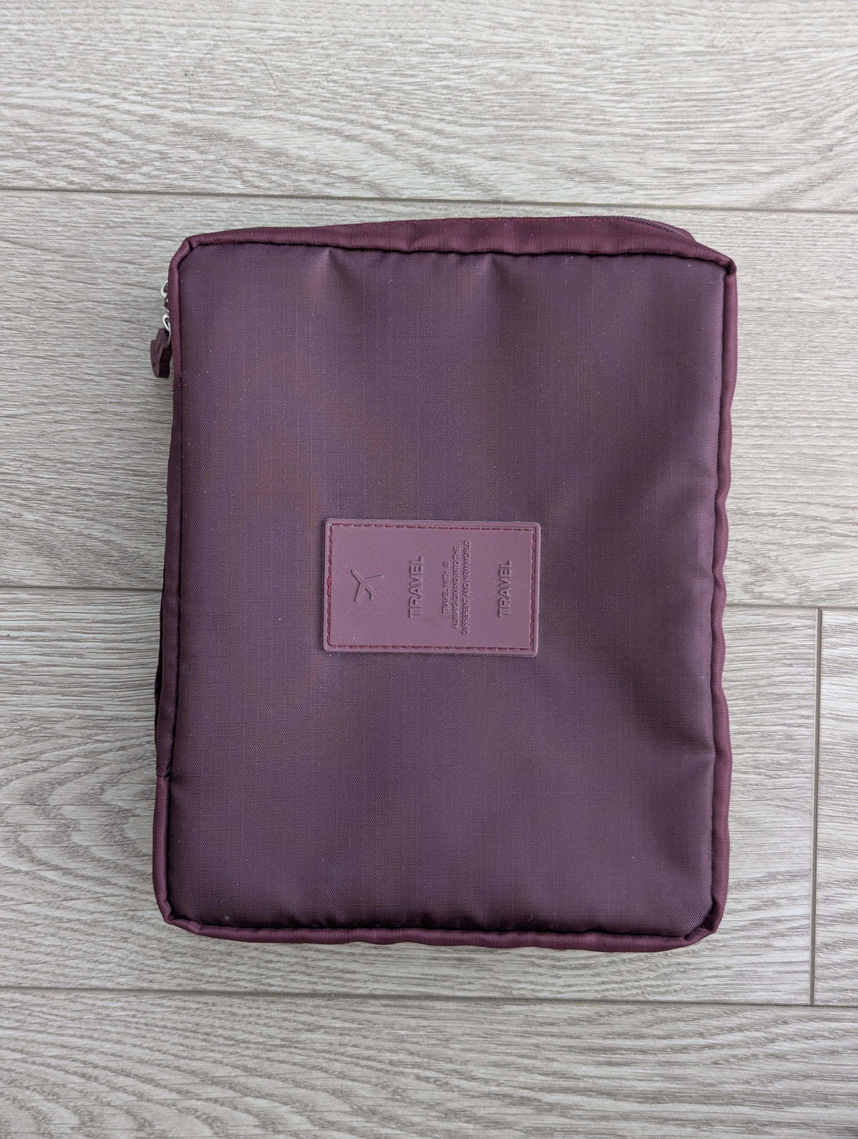 Burgundy Travel Organizer Pouch with Removable Insert