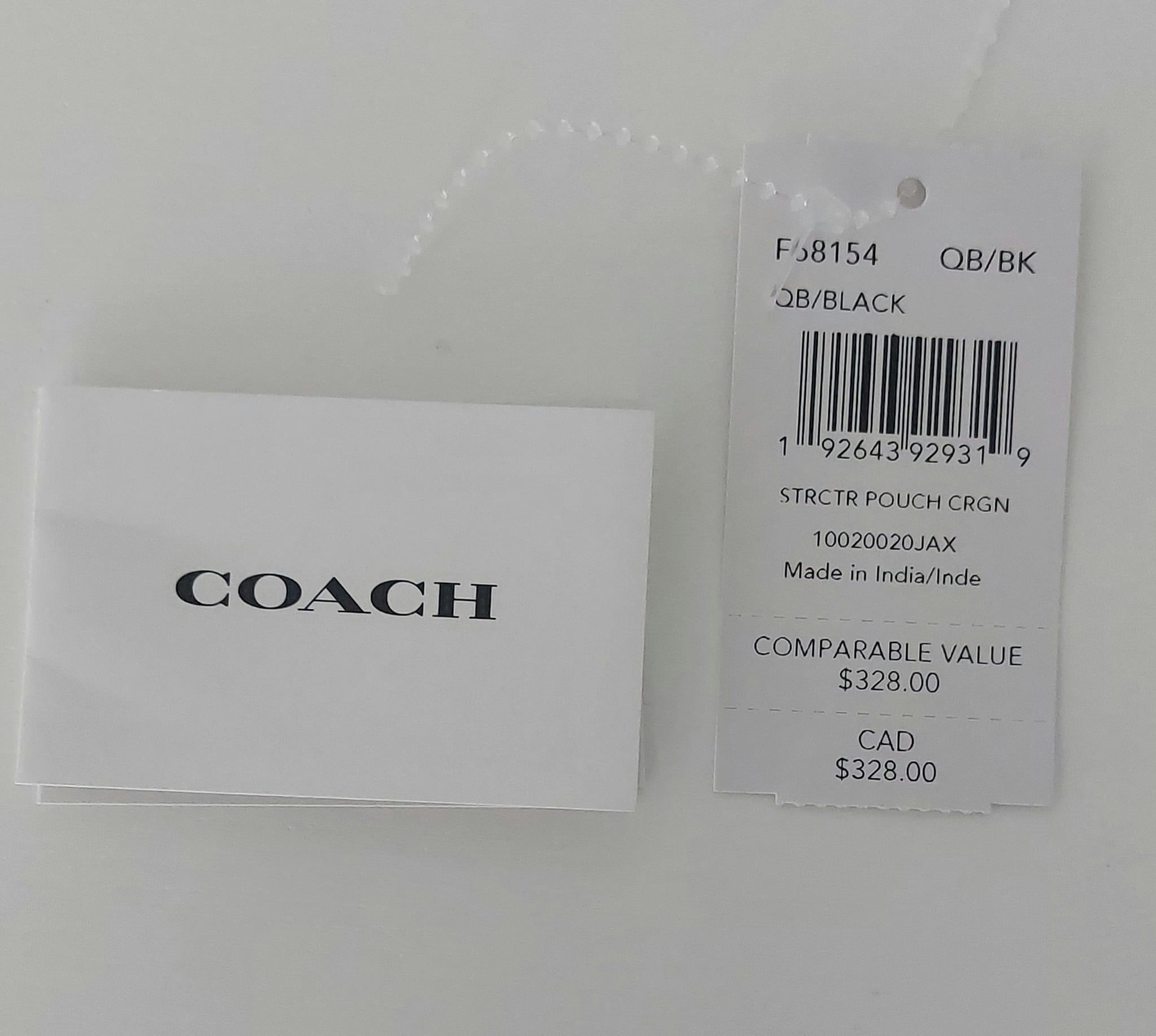 NWT Coach Black Crossgrain Leather Structured Pouch Organizer - photo 3