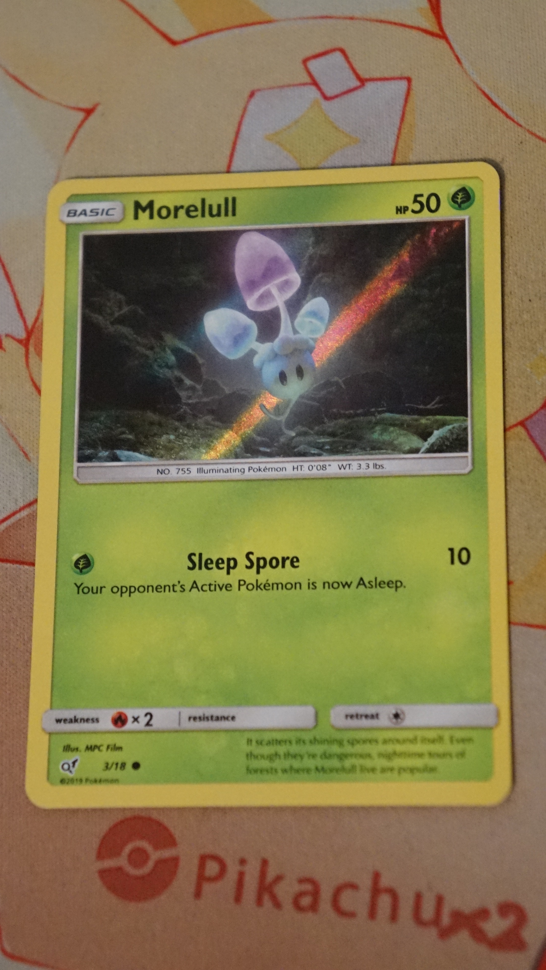 Pokemon Morelull 3/18 Detective Pikachu Holo NM - photo 3