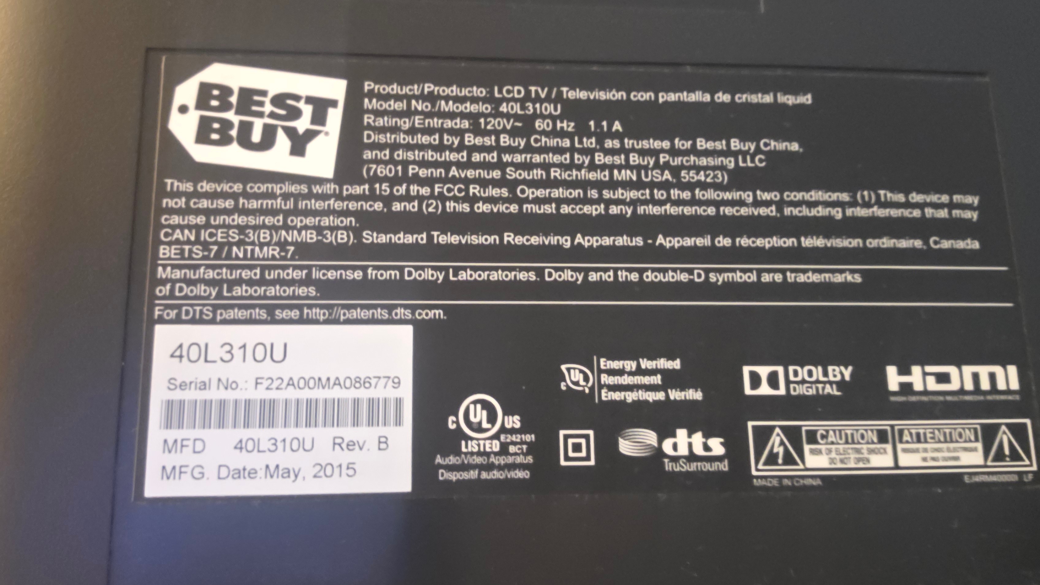 Toshiba 40" LED HDTV (40L310U) – Excellent Condition - photo 2