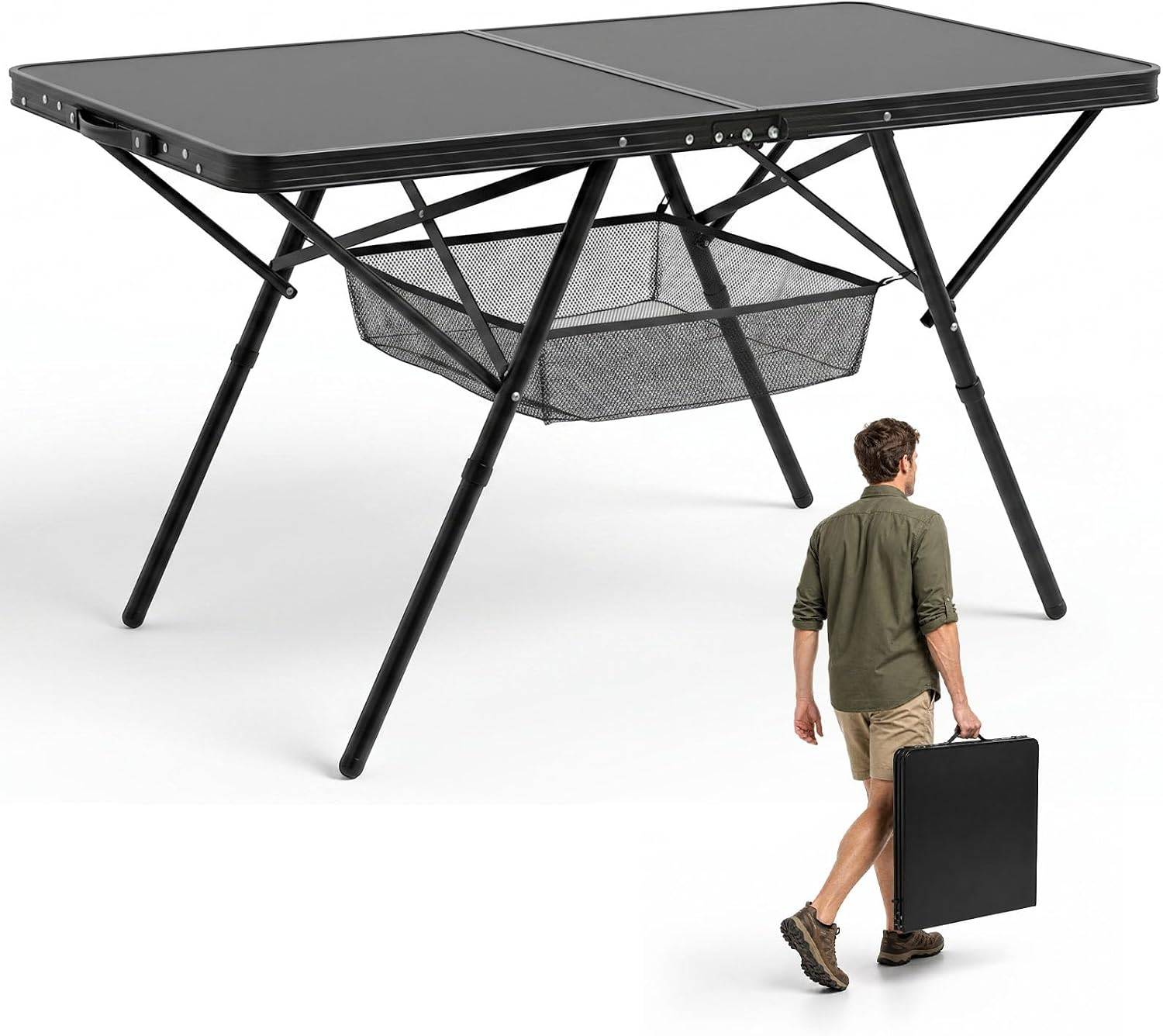 Camping Table - 47.2'' x 23.6'' with Carry Handle, Folding