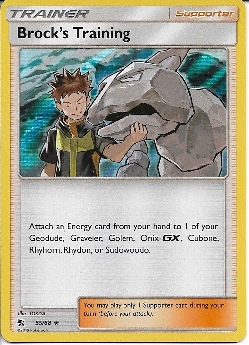 Pokemon Brock's Training 55/68 Hidden Fates Holo NM