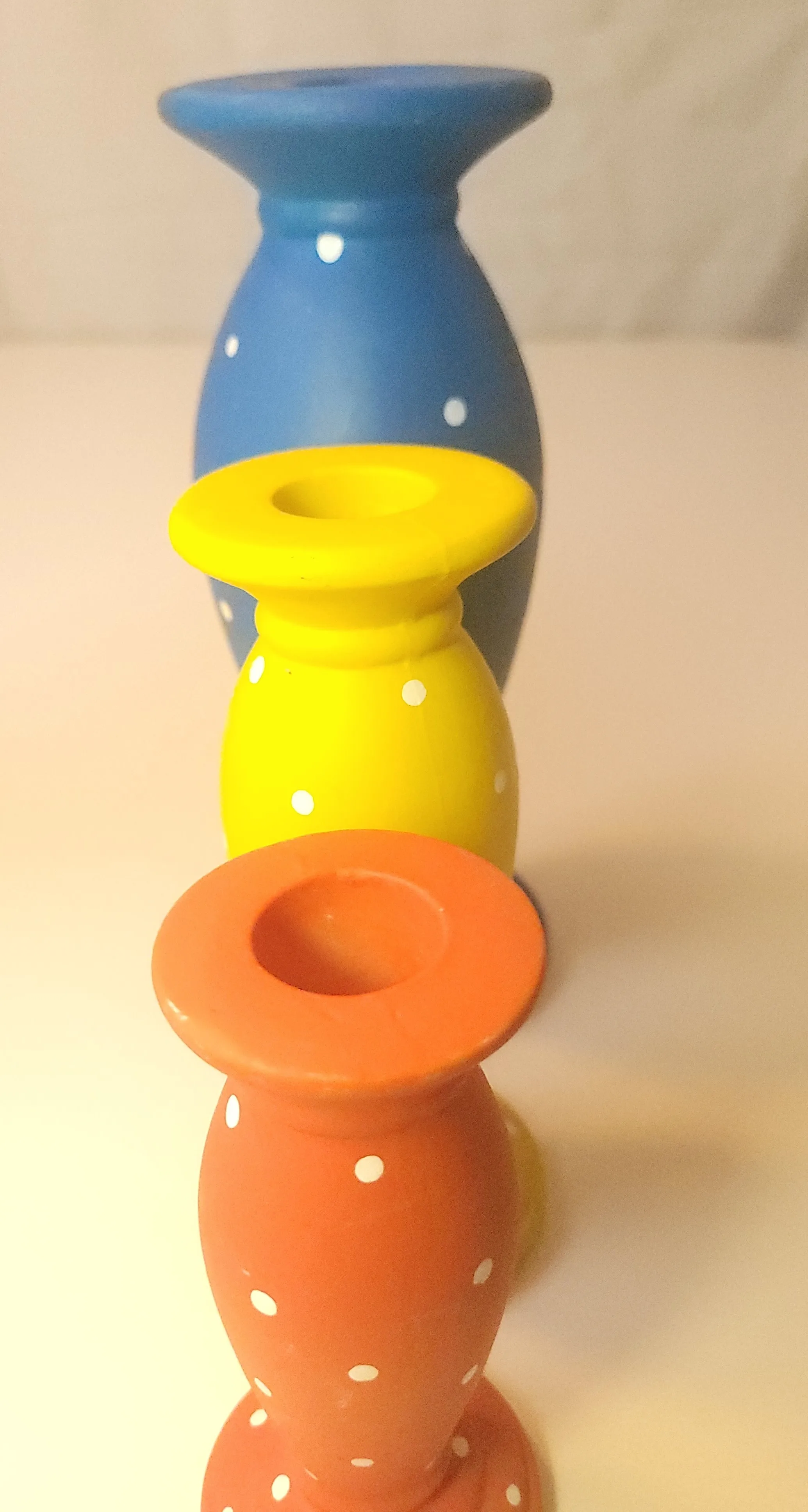 1990s Polka Dot Ceramic Taper Candle Holders Set of 3 Colours - photo 3