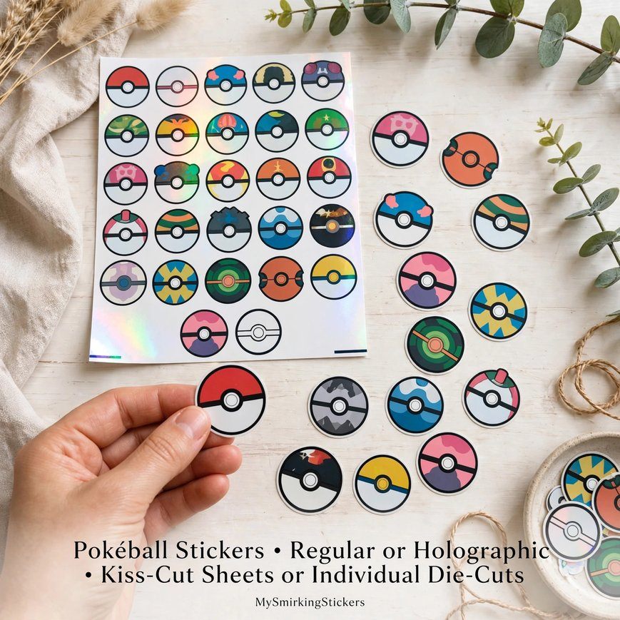 Poké Ball Decal Sheet - 27 Variety Vinyl Pack