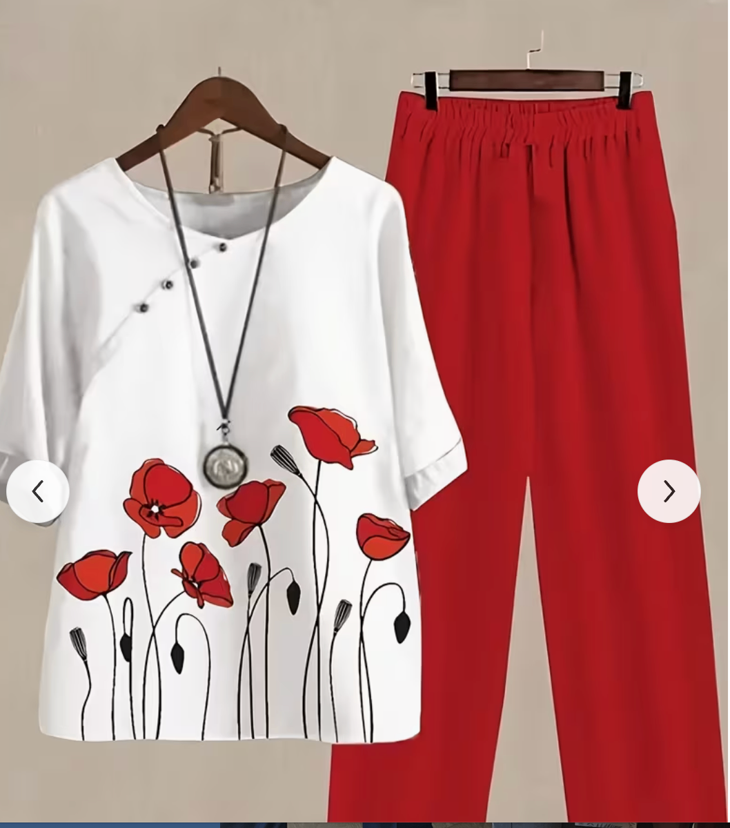 Ensemble Décontracté Femme à Imprimé Floral XL