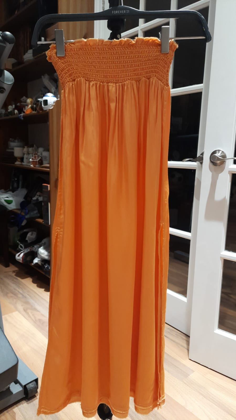 Aerie Shine Orange Midi Skirt with Side Slits