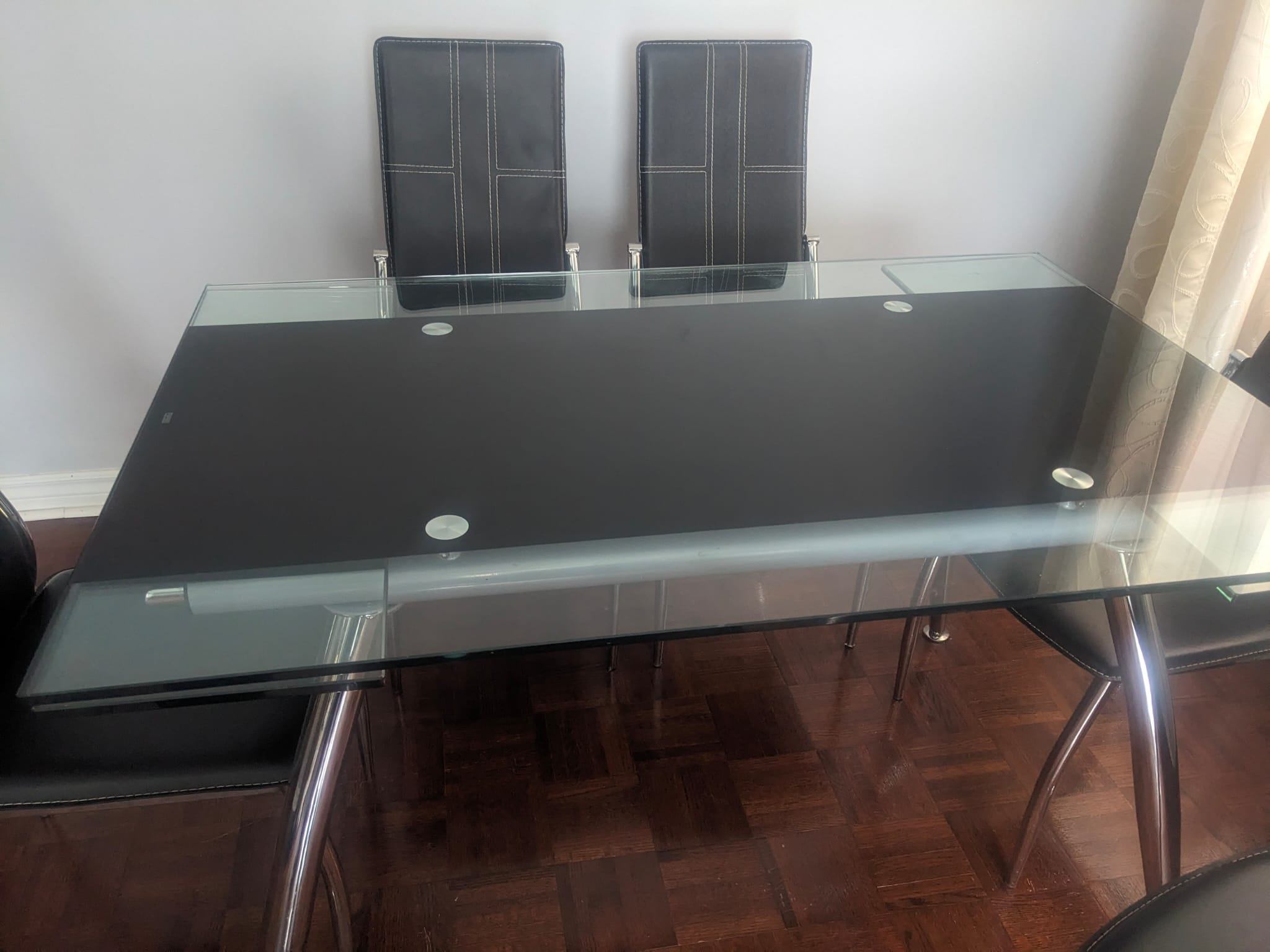Tempered glass dining table with six chairs - photo 3