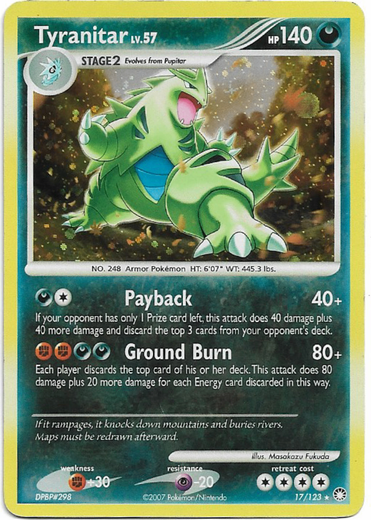Pokemon Tyranitar Lv.57 17/123 Mysterious Treasures Holo Rare LP