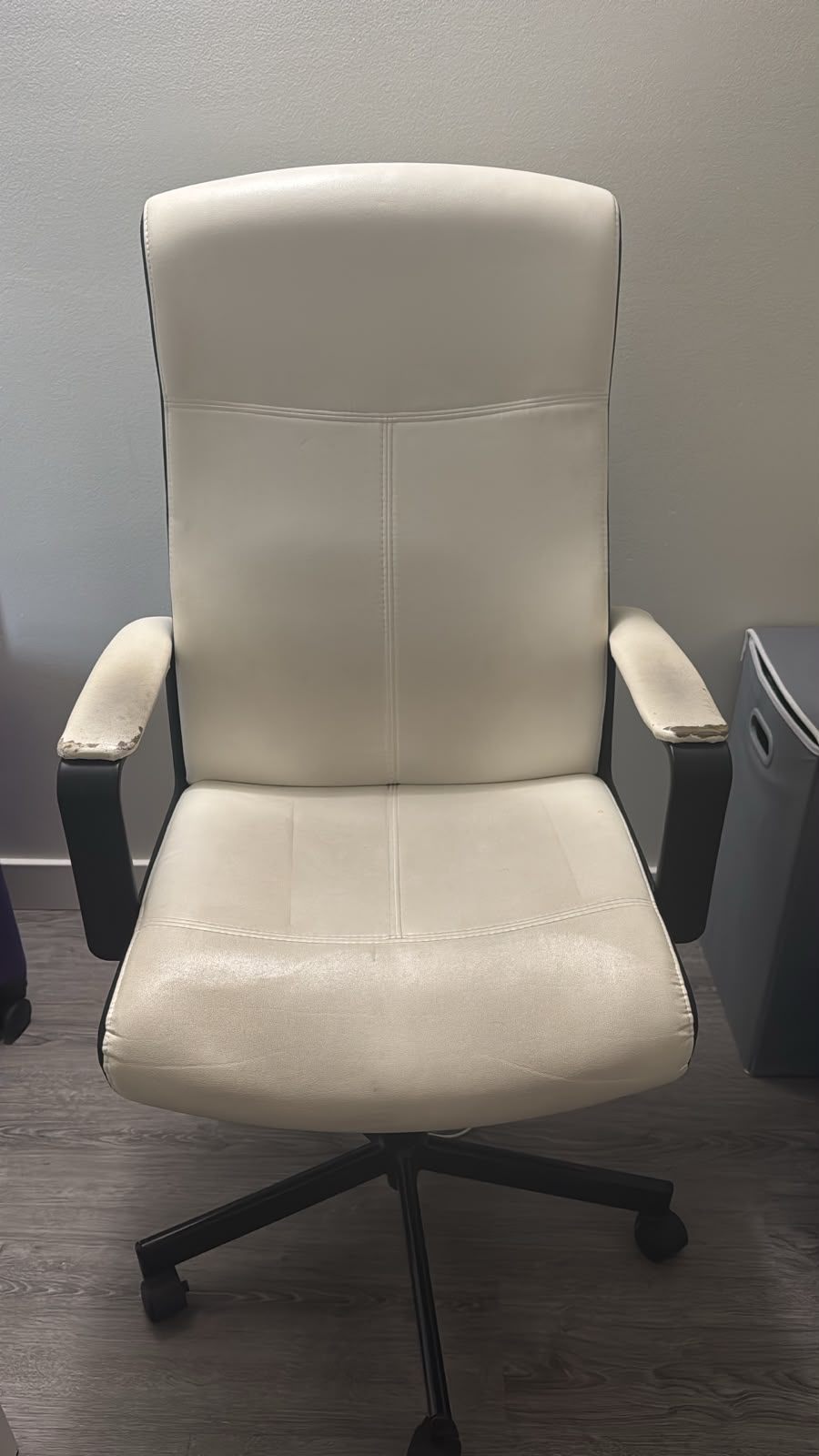 White Faux Leather Office Chair
