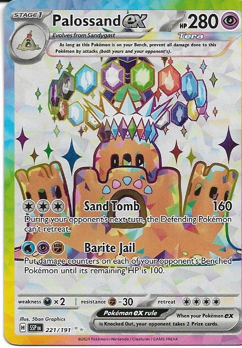 Pokemon Palossand ex 221/191 Surging Sparks Non-Holo NM