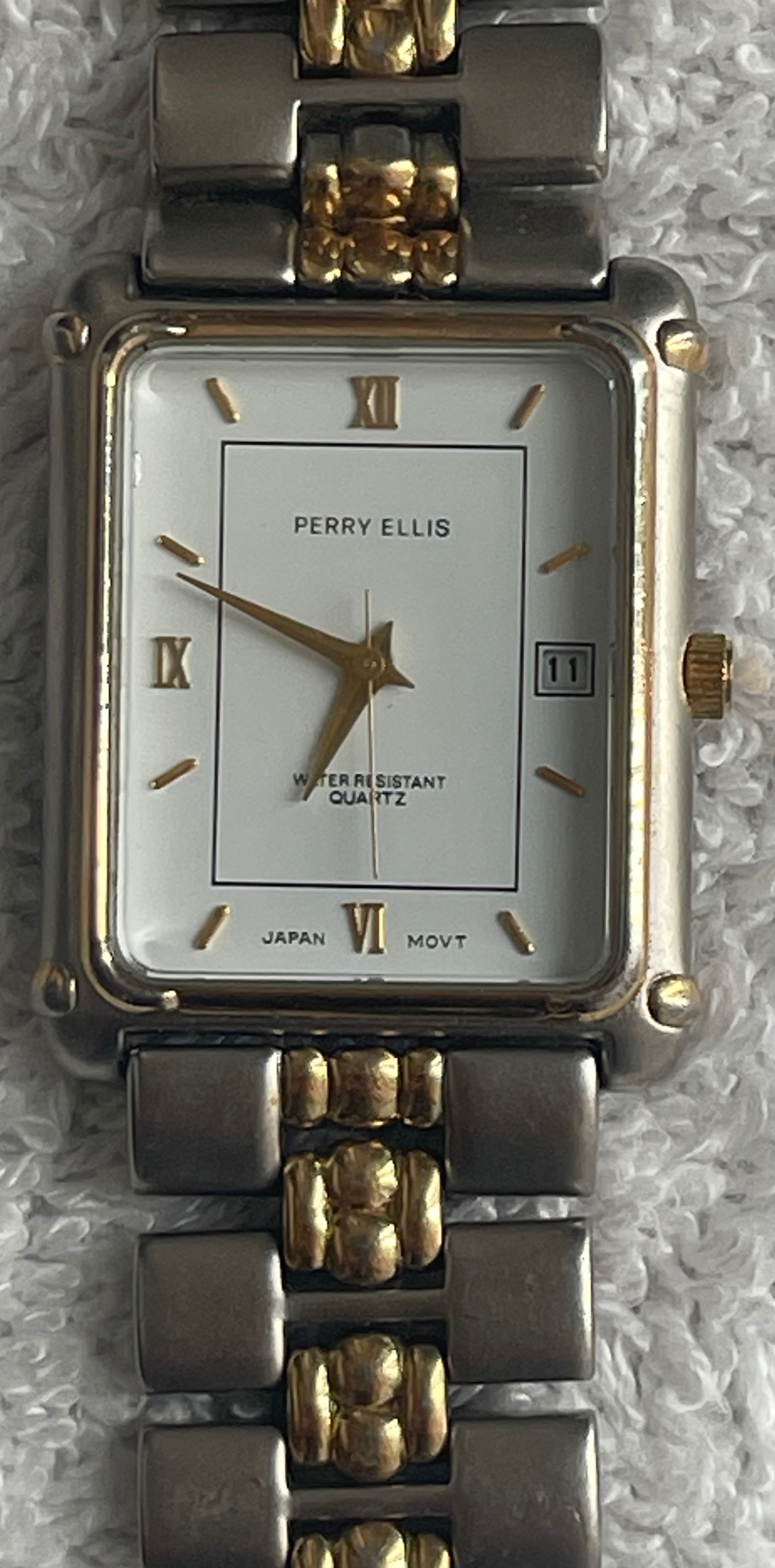 Men's Perry Ellis Two-Tone Tank Watch APE 4108 (Needs Battery) - photo 4