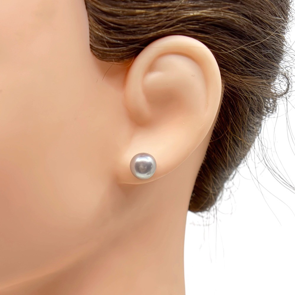 Sterling silver 9mm freshwater perl stud earrings - GM1010 - photo 3