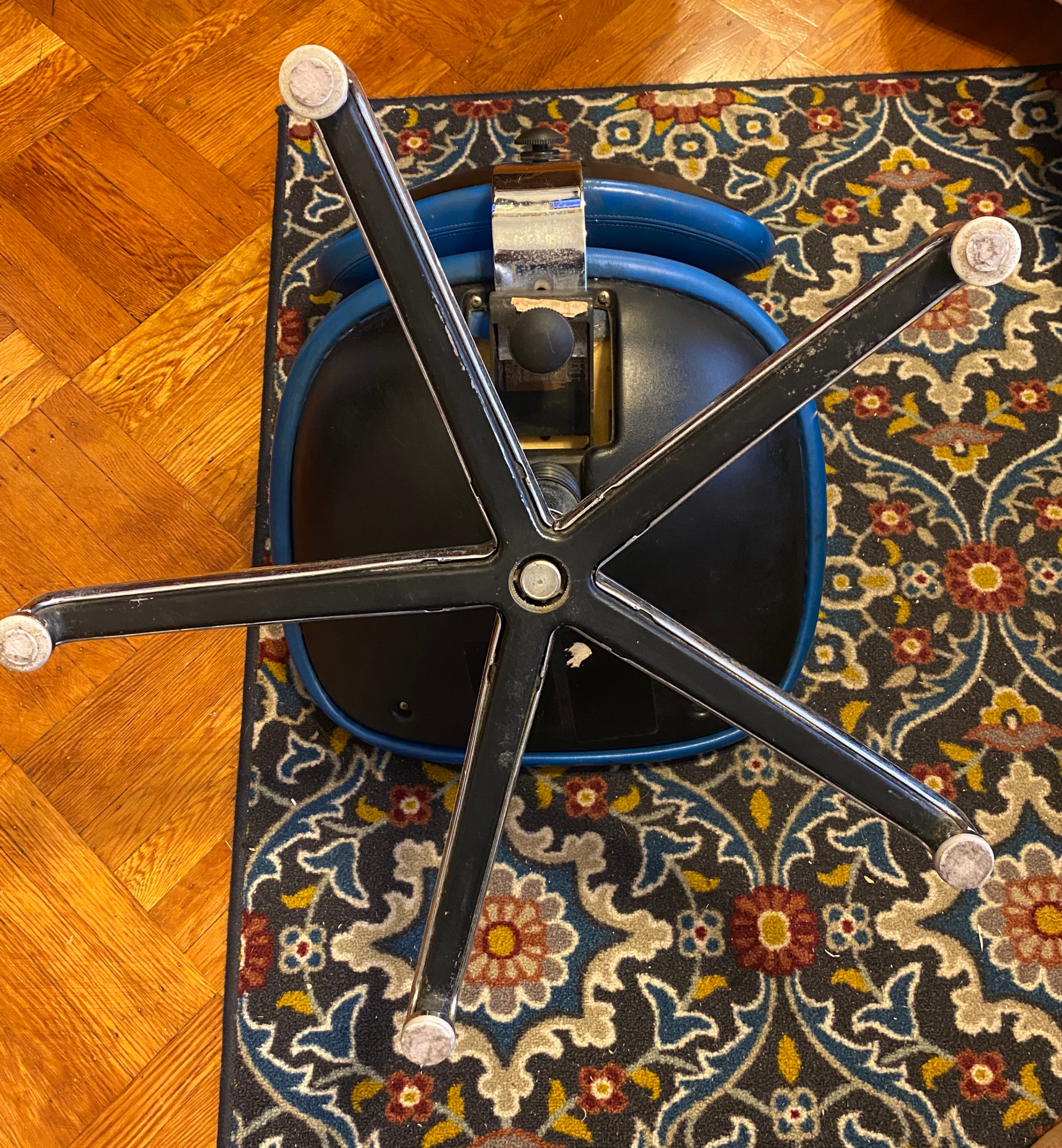 Vintage Blue Shaw Walker Industrial Swivel Chair - photo 3