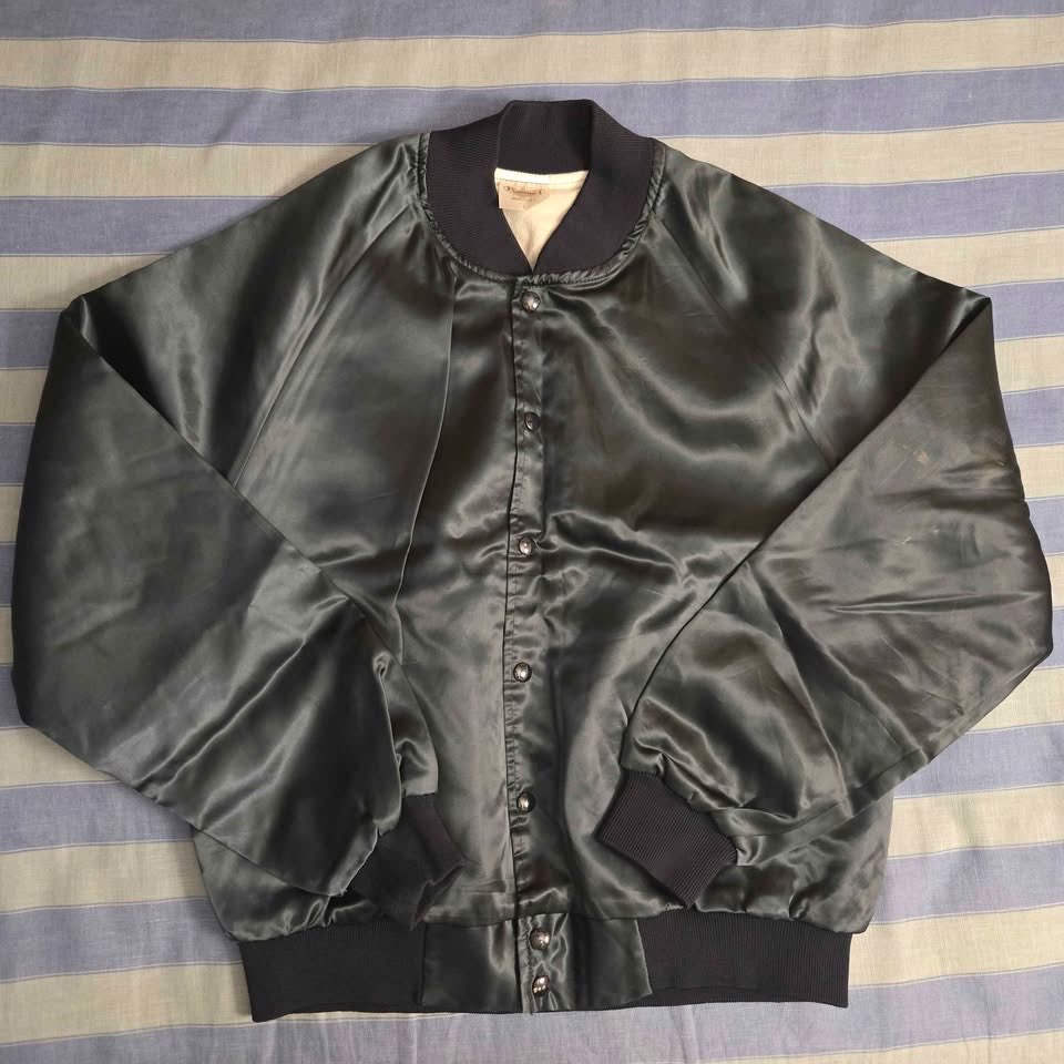BOMBER JACKET LARGE IN SHINY DARK TEAL COLOURWAY COTTON LINING - photo 2