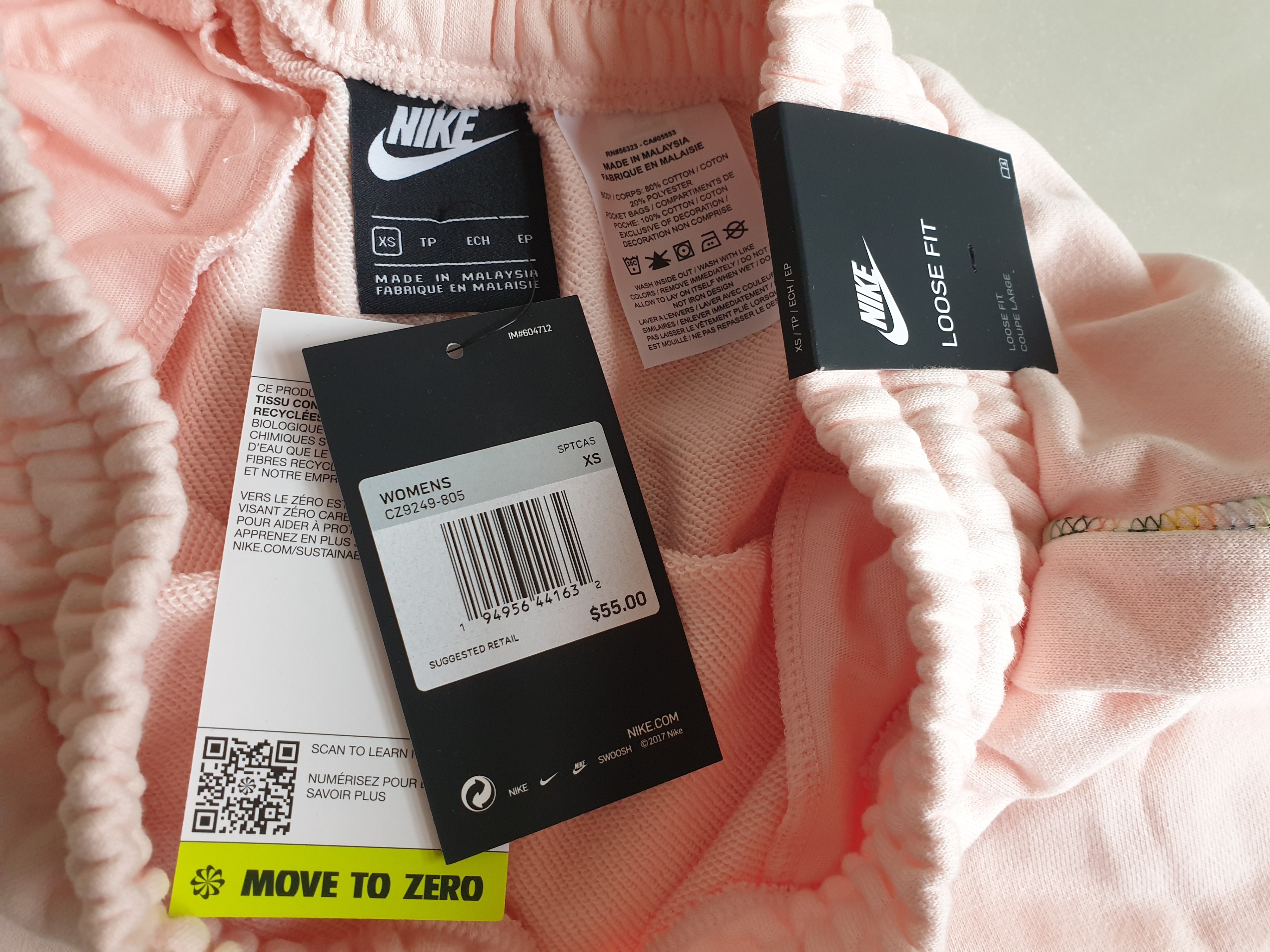 BNWT Nike Women's Loose Fit Peach Pink Exercise Cotton Shorts - photo 2
