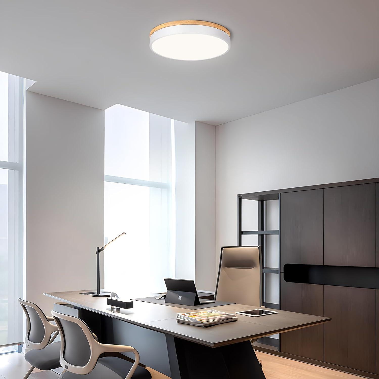 LED Ceiling Light, 40 cm White Wooden Ceiling Light - photo 2