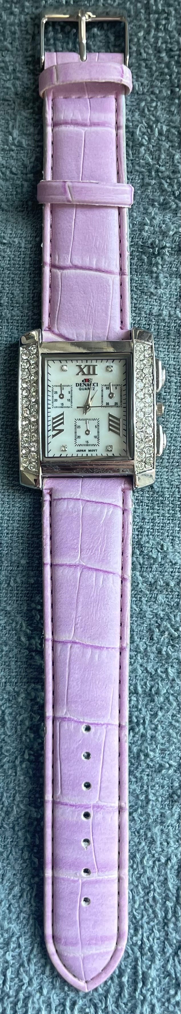 Vintage Denacci Lavender Crystal Watch – Genuine Leather - photo 2