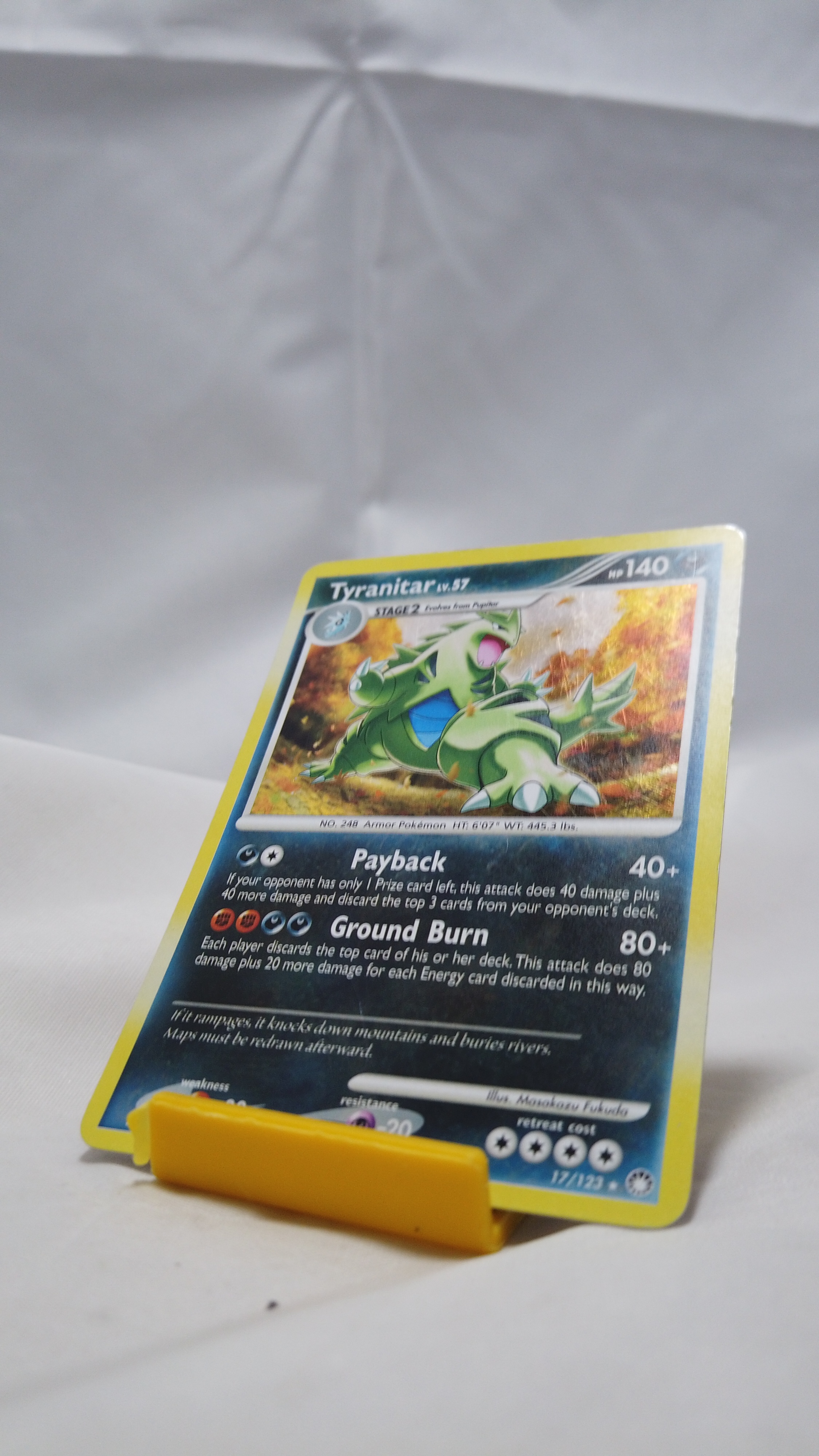 Pokemon Tyranitar Lv.57 17/123 Mysterious Treasures Holo Rare LP - photo 3